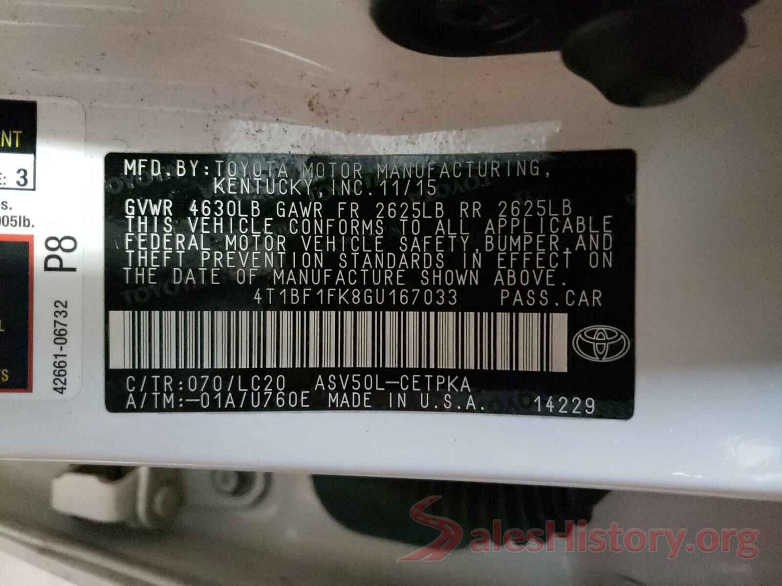 4T1BF1FK8GU167033 2016 TOYOTA CAMRY