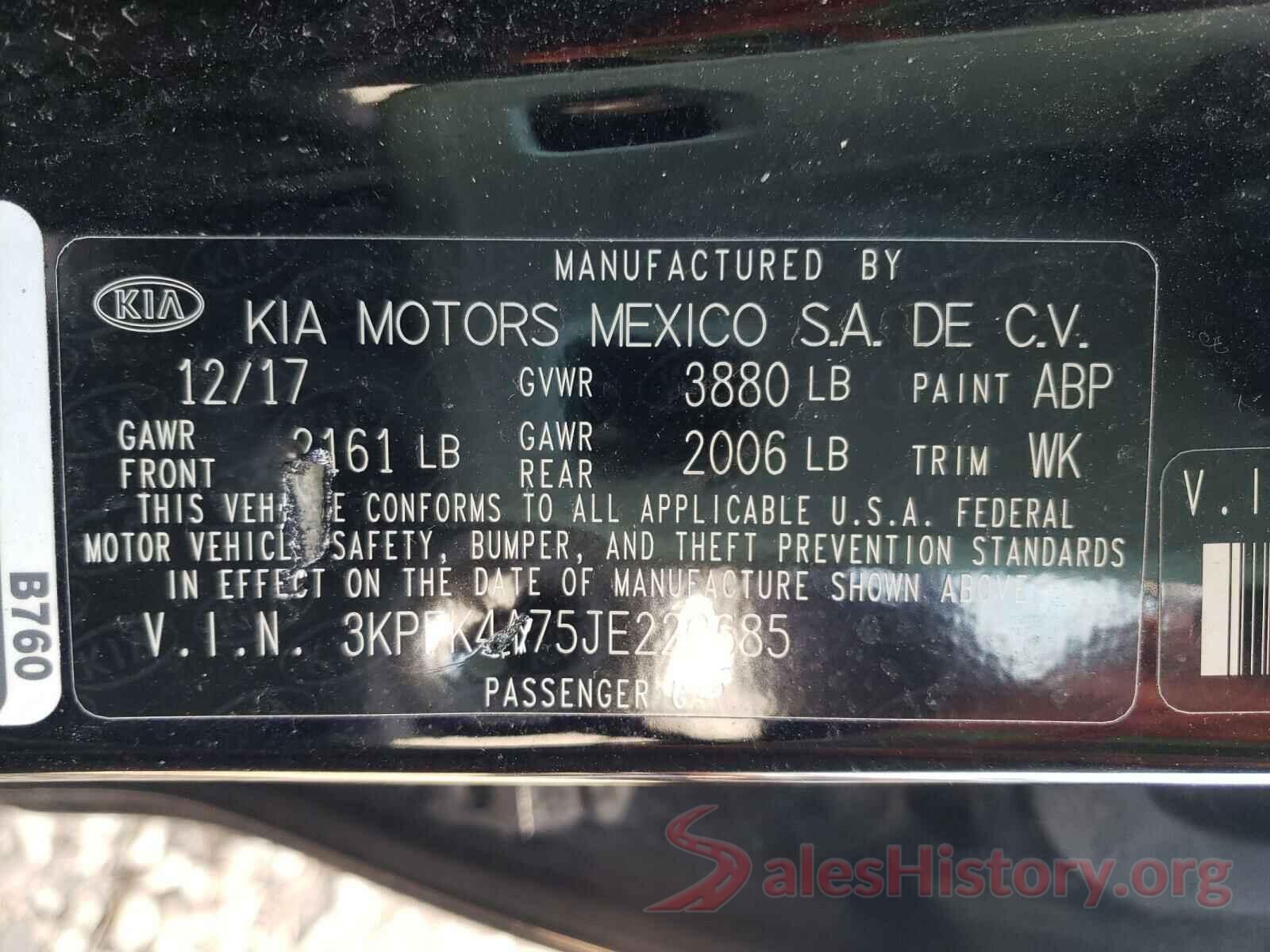 3KPFK4A75JE220685 2018 KIA FORTE