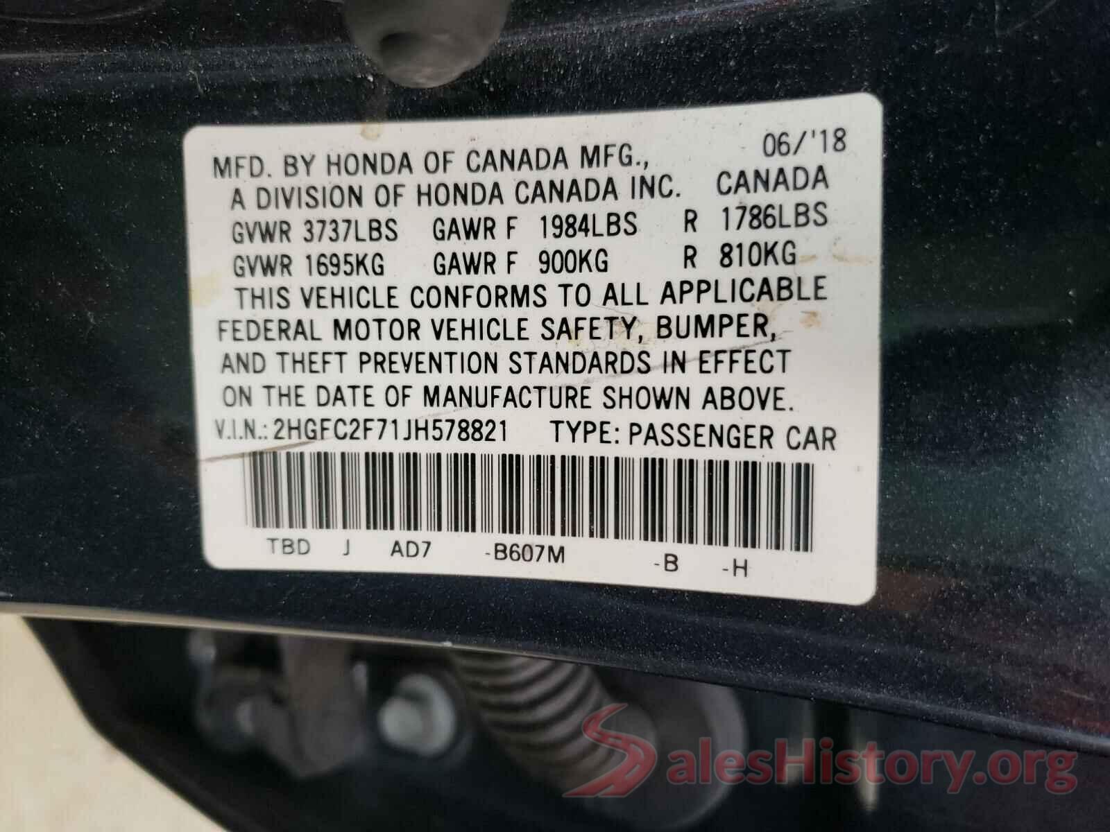 2HGFC2F71JH578821 2018 HONDA CIVIC