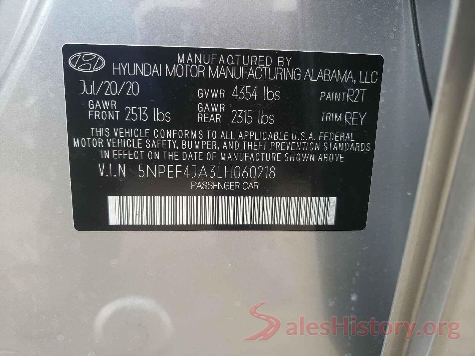 5NPEF4JA3LH060218 2020 HYUNDAI SONATA