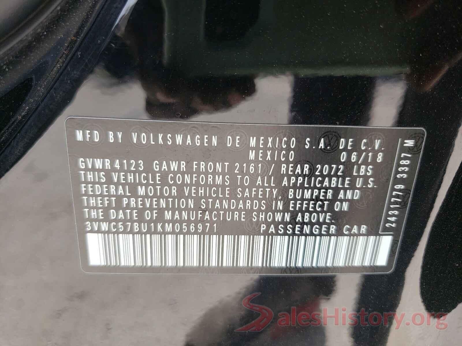 3VWC57BU1KM056971 2019 VOLKSWAGEN JETTA