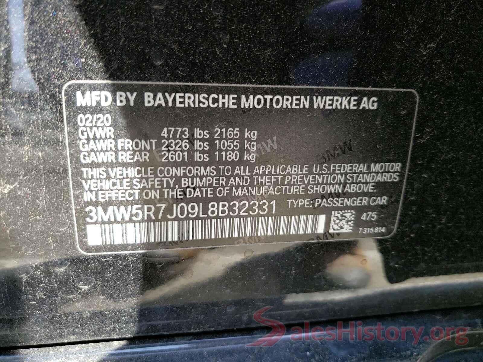 3MW5R7J09L8B32331 2020 BMW 3 SERIES