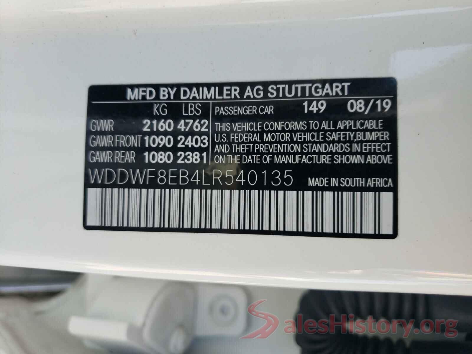 WDDWF8EB4LR540135 2020 MERCEDES-BENZ C CLASS