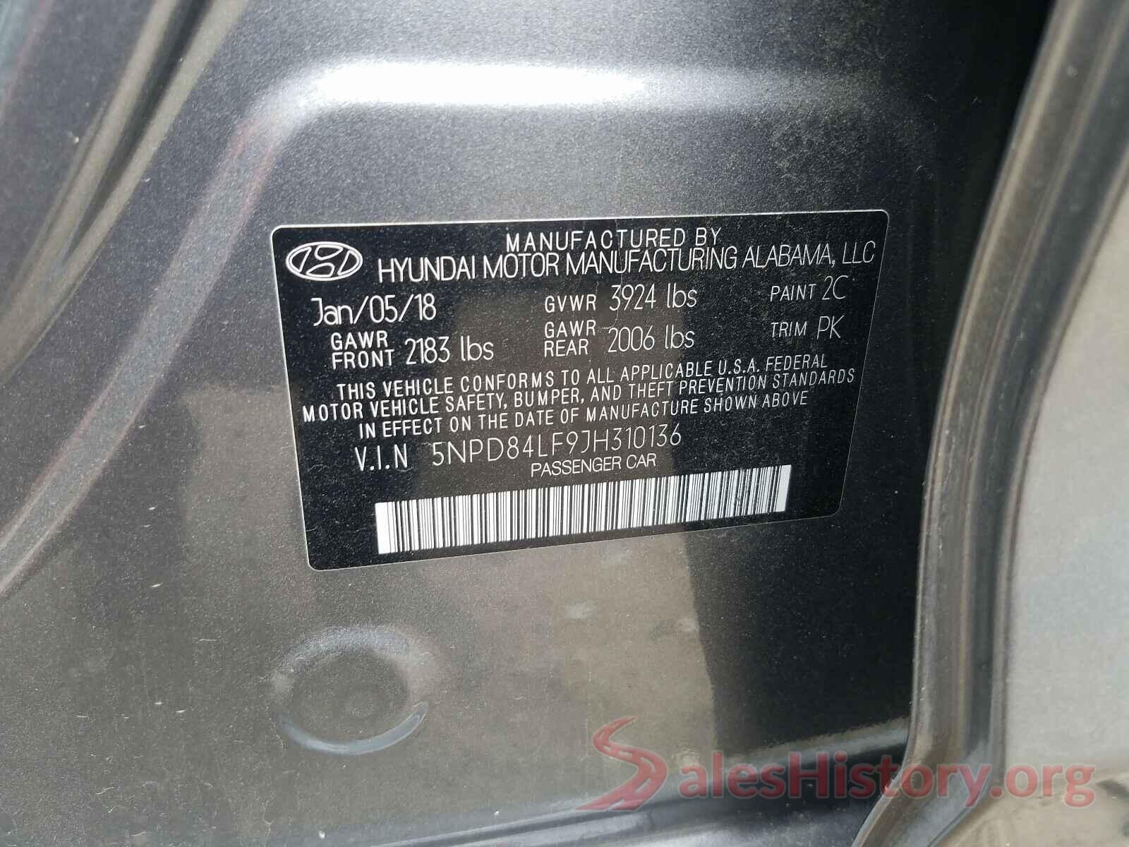 5NPD84LF9JH310136 2018 HYUNDAI ELANTRA