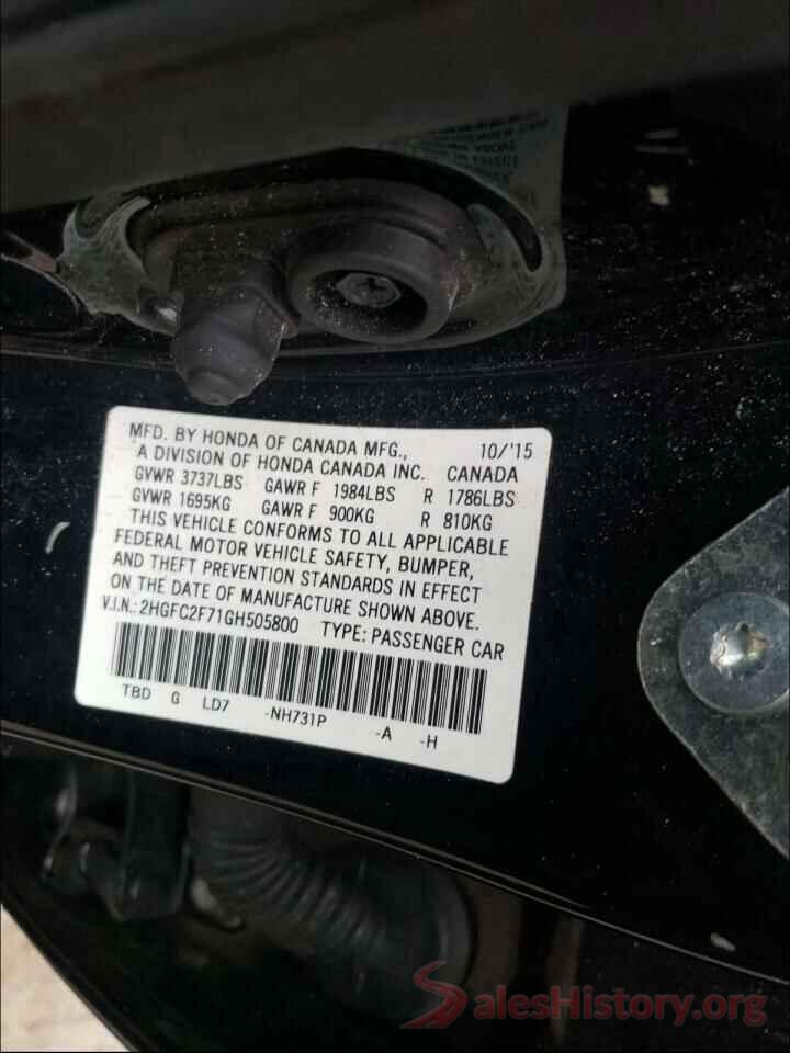 2HGFC2F71GH505800 2016 HONDA CIVIC