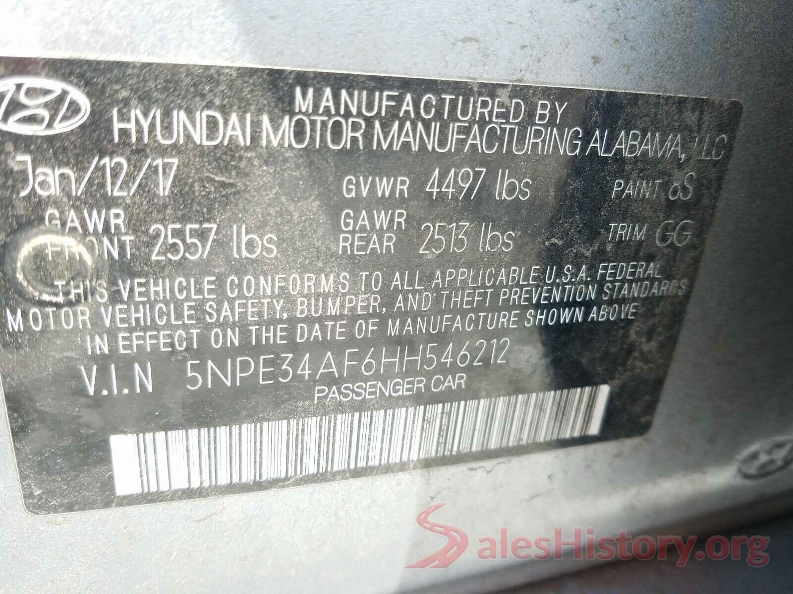 5NPE34AF6HH546212 2017 HYUNDAI SONATA