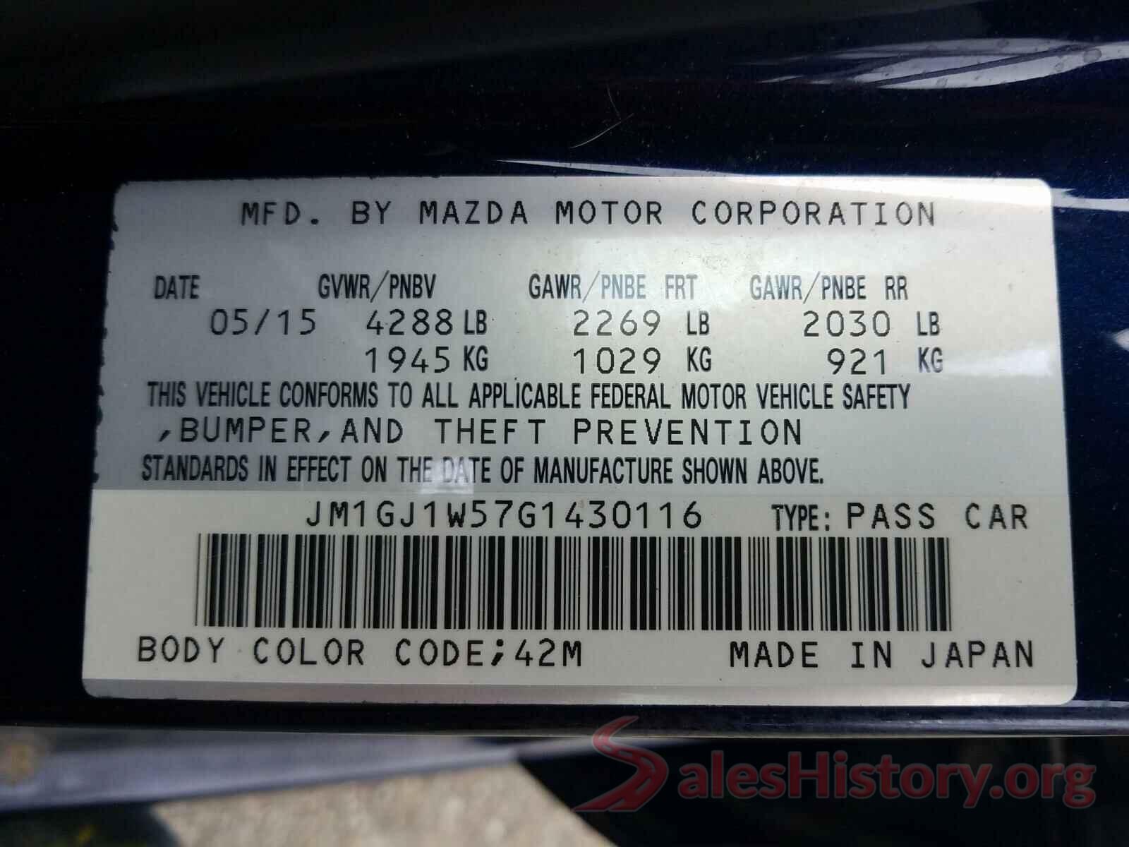 JM1GJ1W57G1430116 2016 MAZDA 6