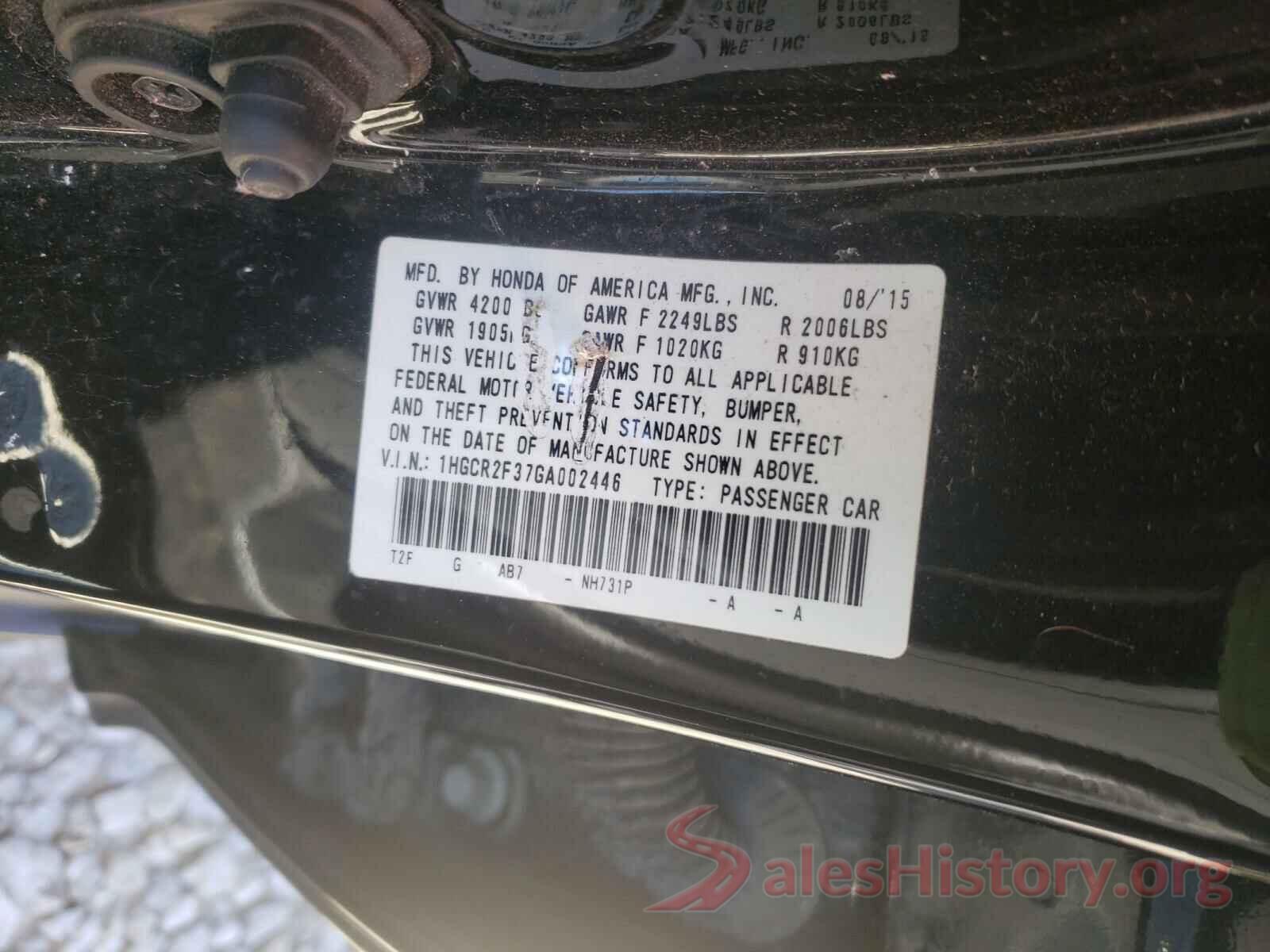 1HGCR2F37GA002446 2016 HONDA ACCORD