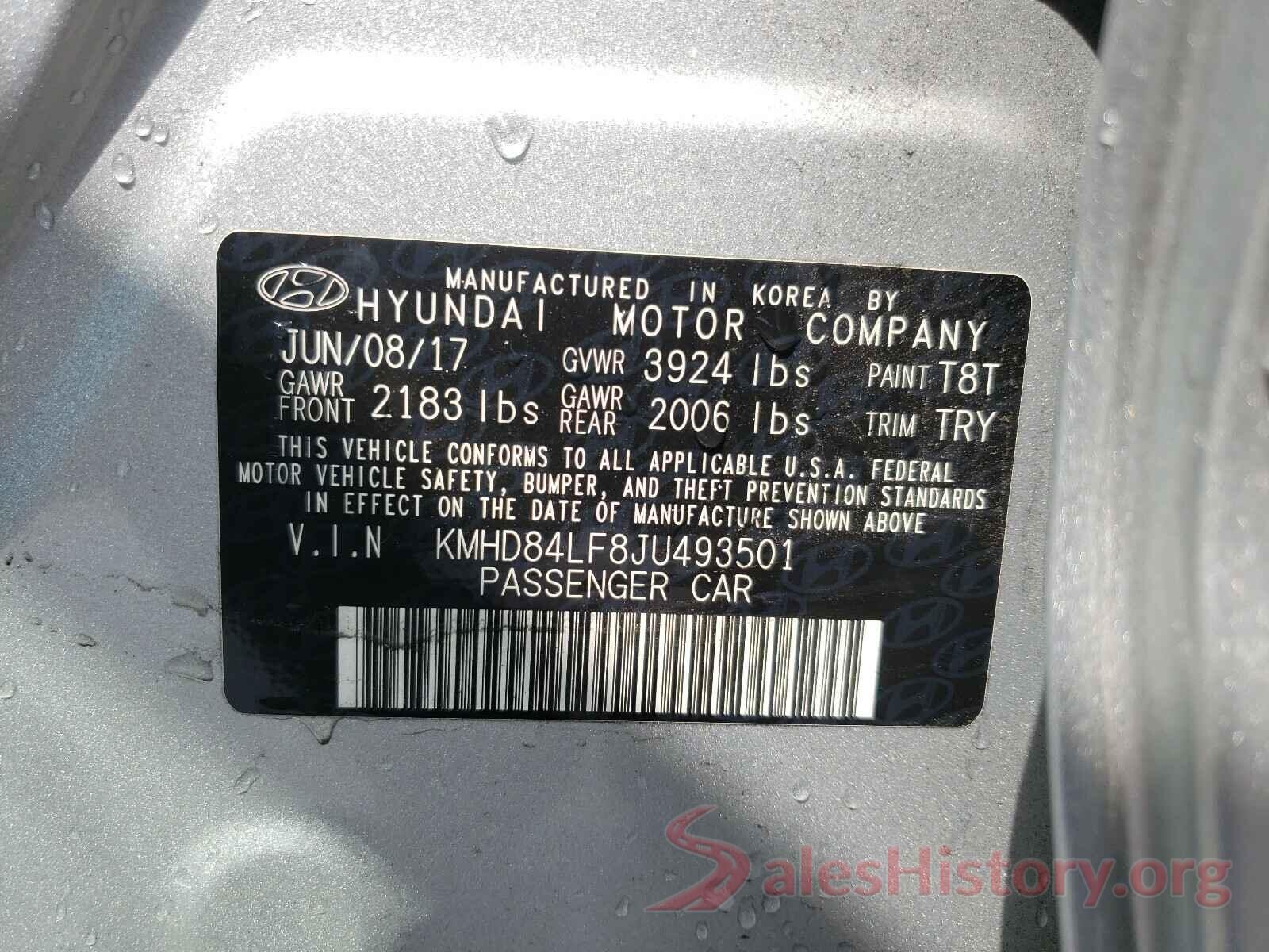 KMHD84LF8JU493501 2018 HYUNDAI ELANTRA