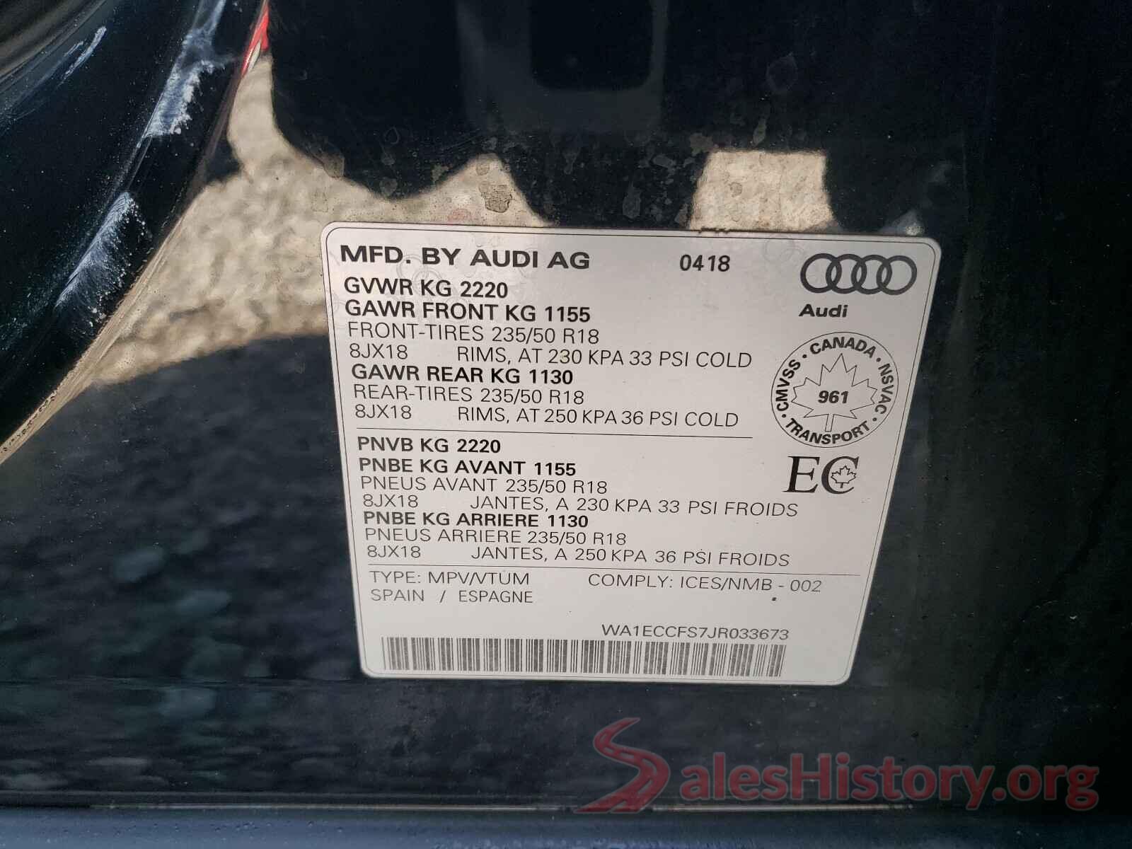 WA1ECCFS7JR033673 2018 AUDI Q3