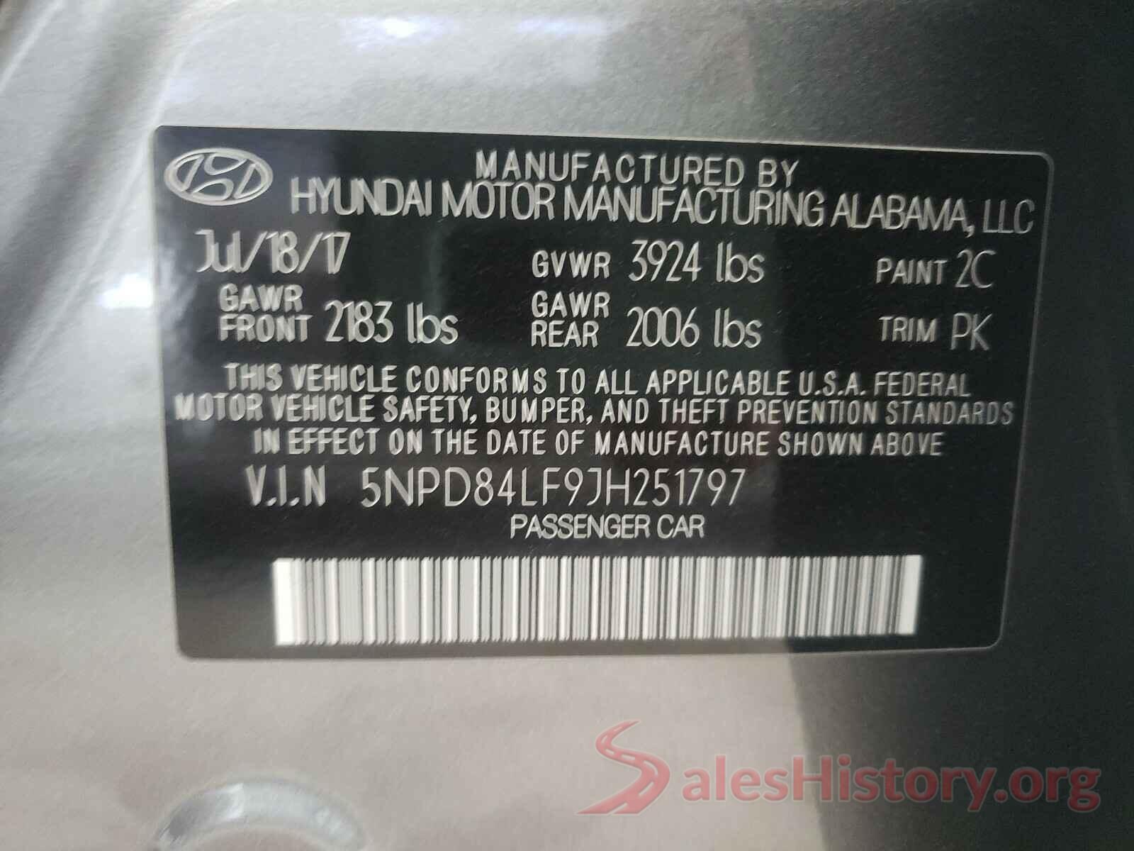 5NPD84LF9JH251797 2018 HYUNDAI ELANTRA