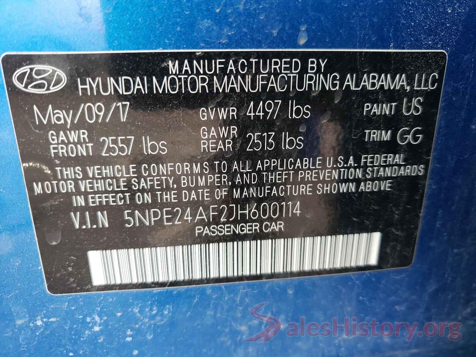 5NPE24AF2JH600114 2018 HYUNDAI SONATA