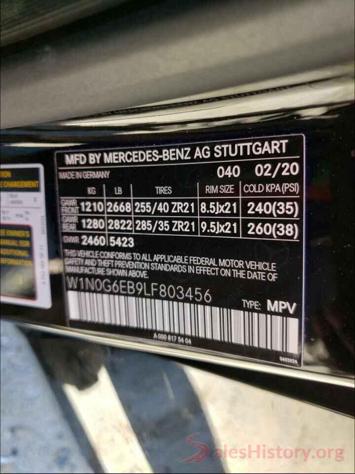 W1N0G6EB9LF803456 2020 MERCEDES-BENZ G CLASS