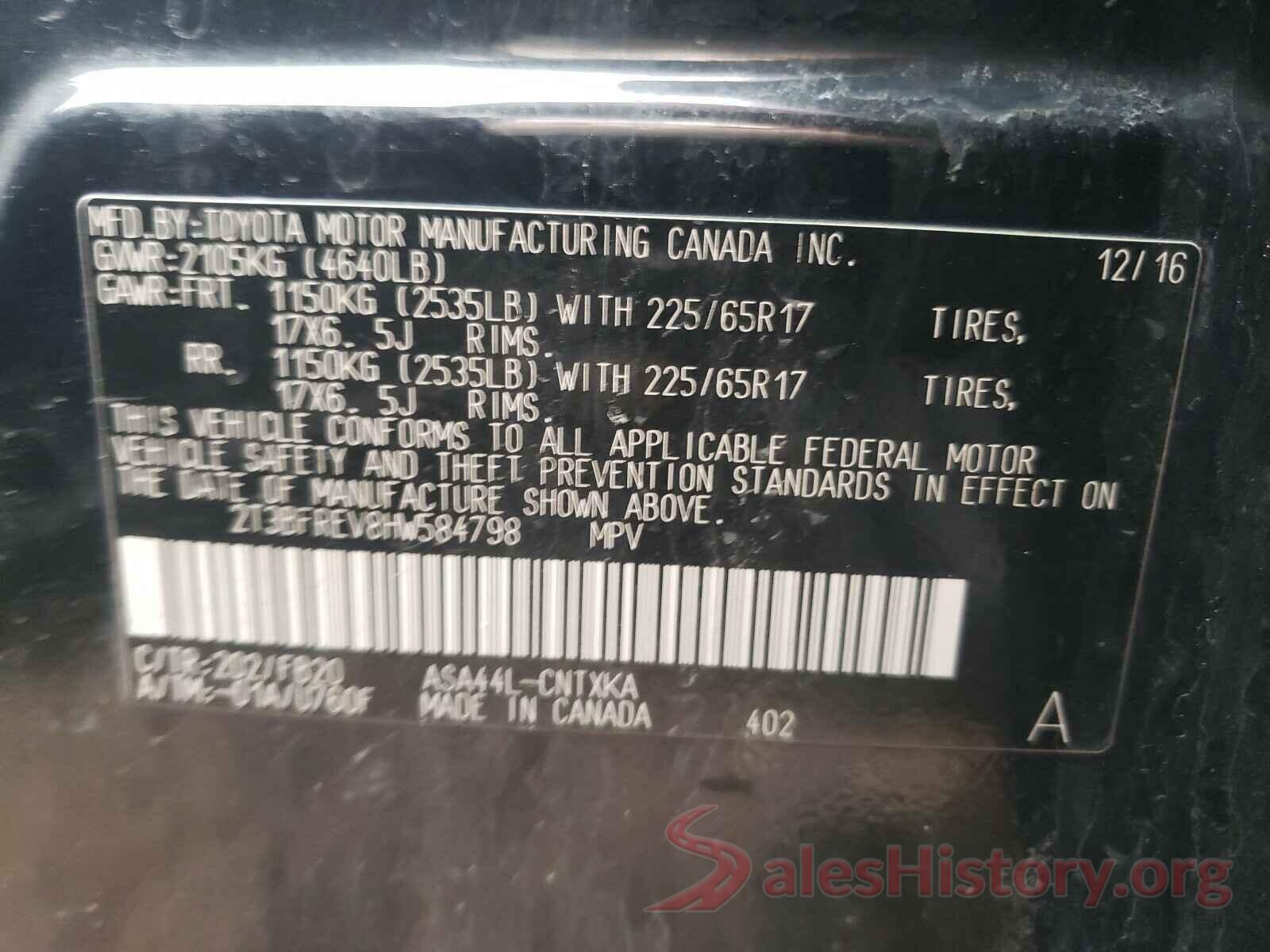 2T3BFREV8HW584798 2017 TOYOTA RAV4