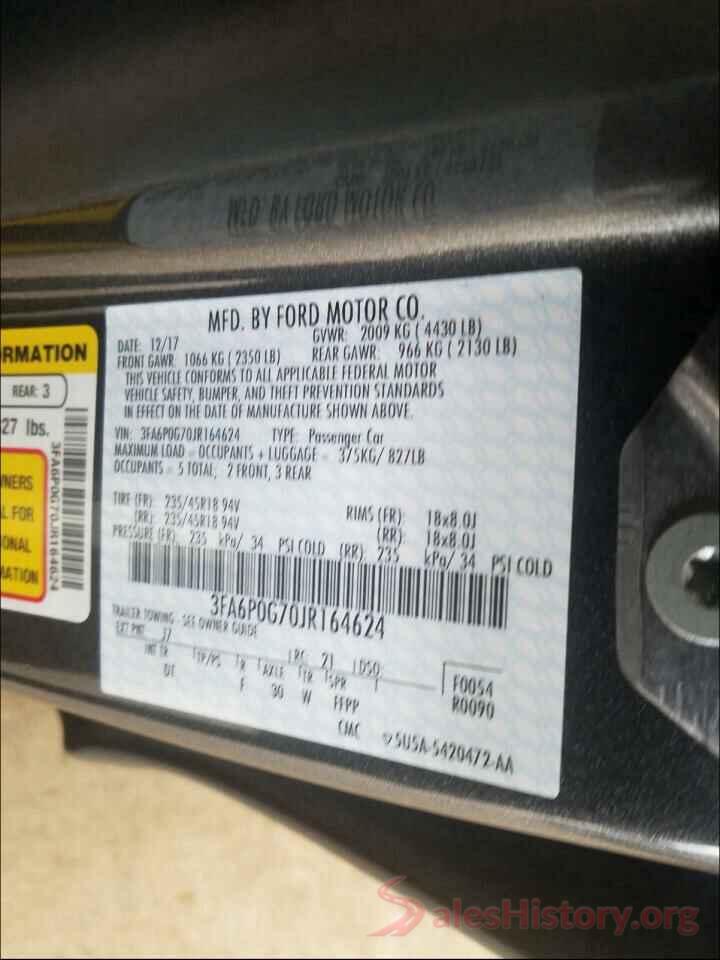 3FA6P0G70JR164624 2018 FORD FUSION