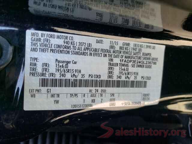 1FADP3E24GL236786 2016 FORD FOCUS