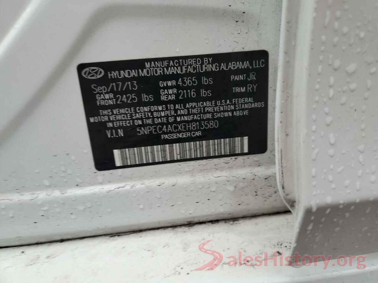 5NPEC4ACXEH813580 2014 HYUNDAI SONATA