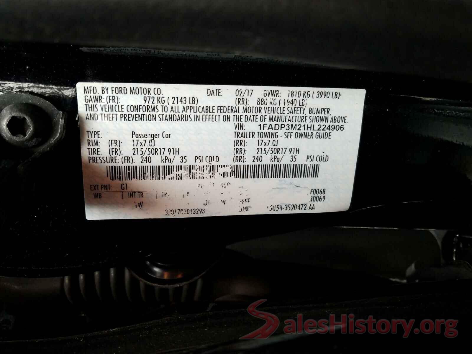 1FADP3M21HL224906 2017 FORD FOCUS