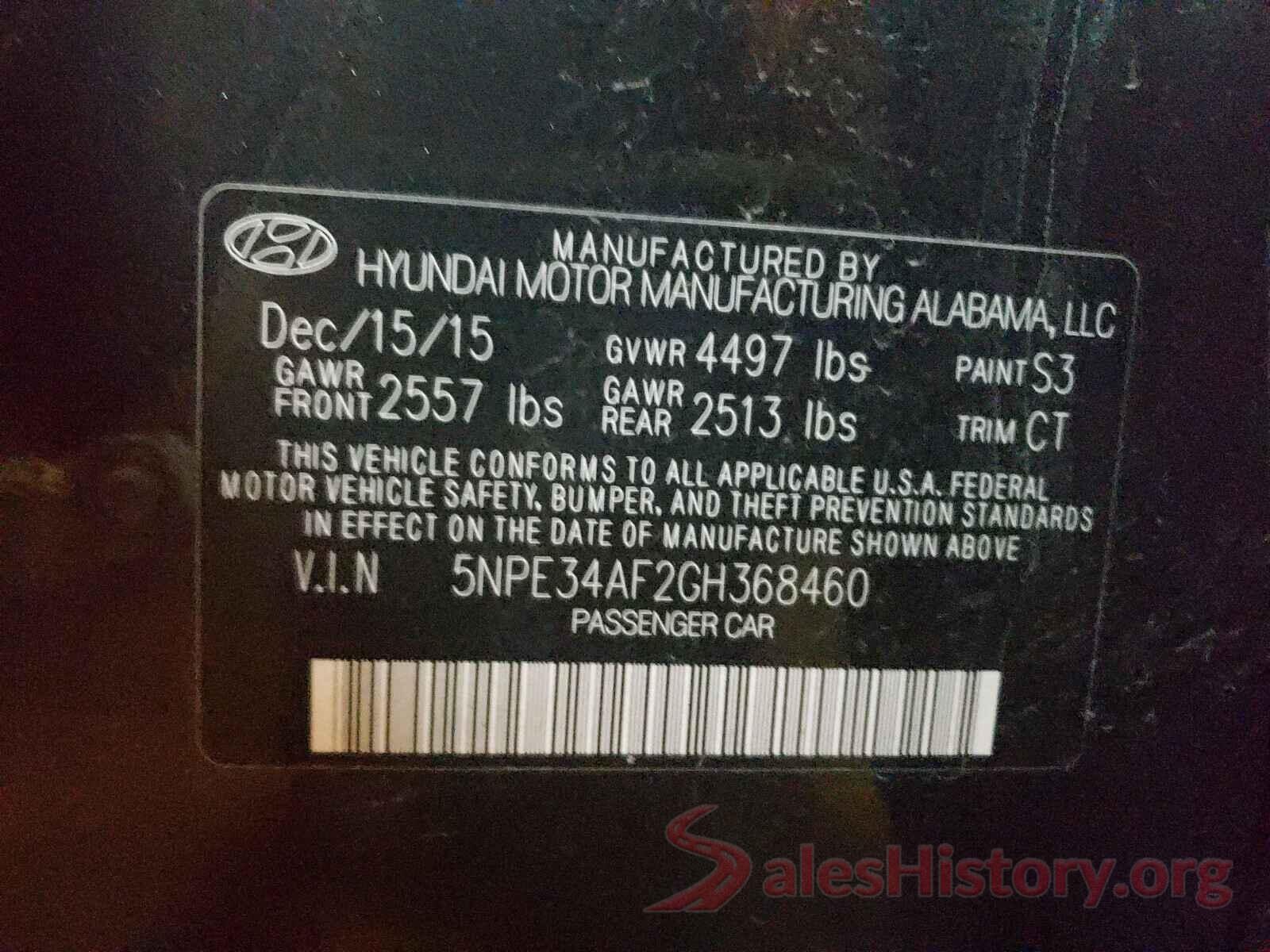 5NPE34AF2GH368460 2016 HYUNDAI SONATA