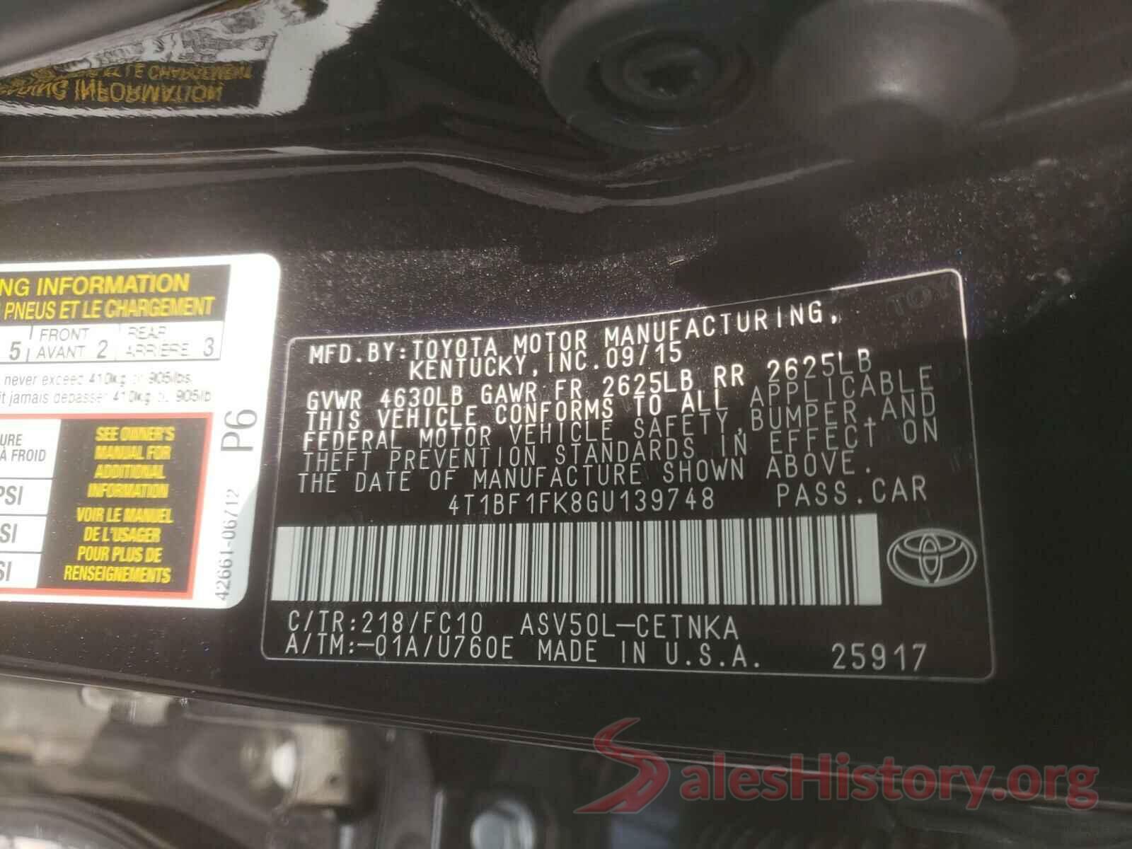 4T1BF1FK8GU139748 2016 TOYOTA CAMRY