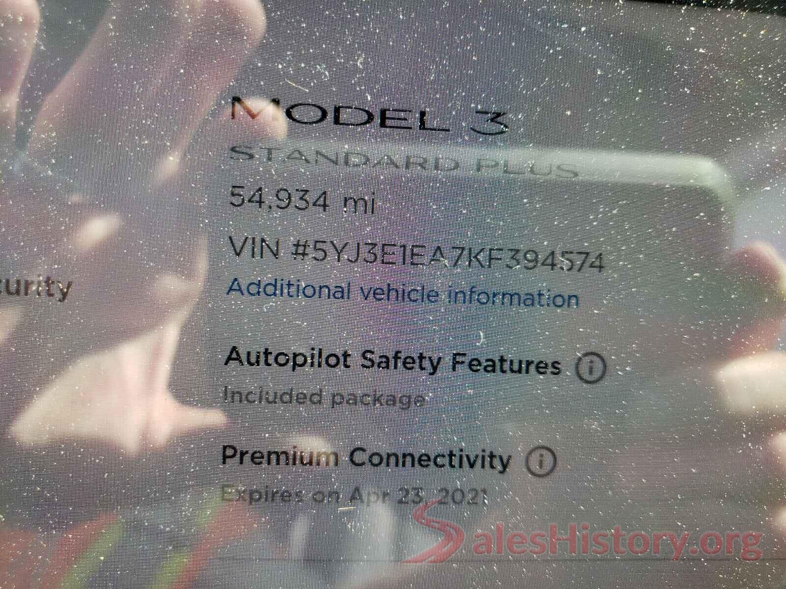 5YJ3E1EA7KF394574 2019 TESLA MODEL 3