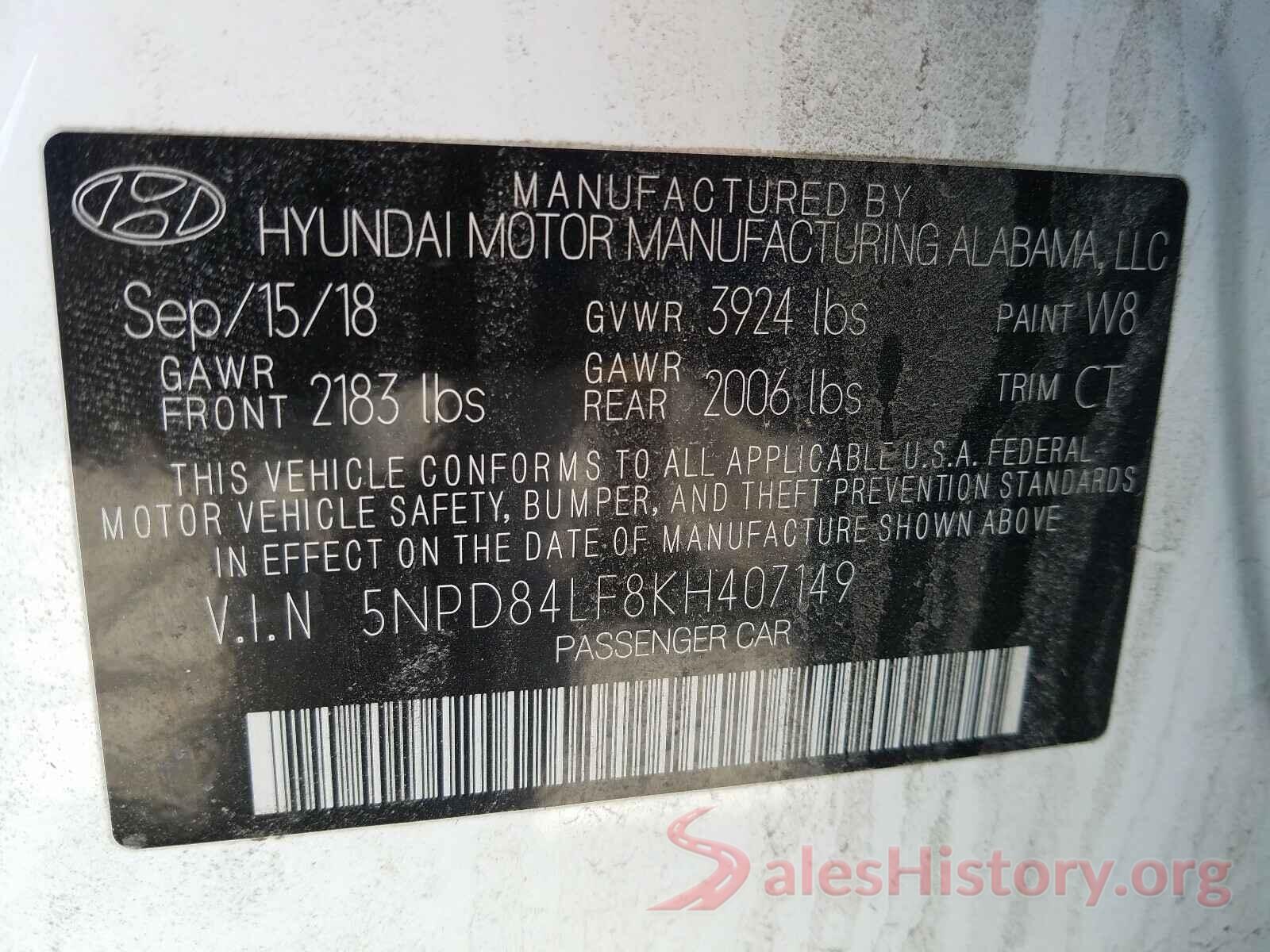 5NPD84LF8KH407149 2019 HYUNDAI ELANTRA