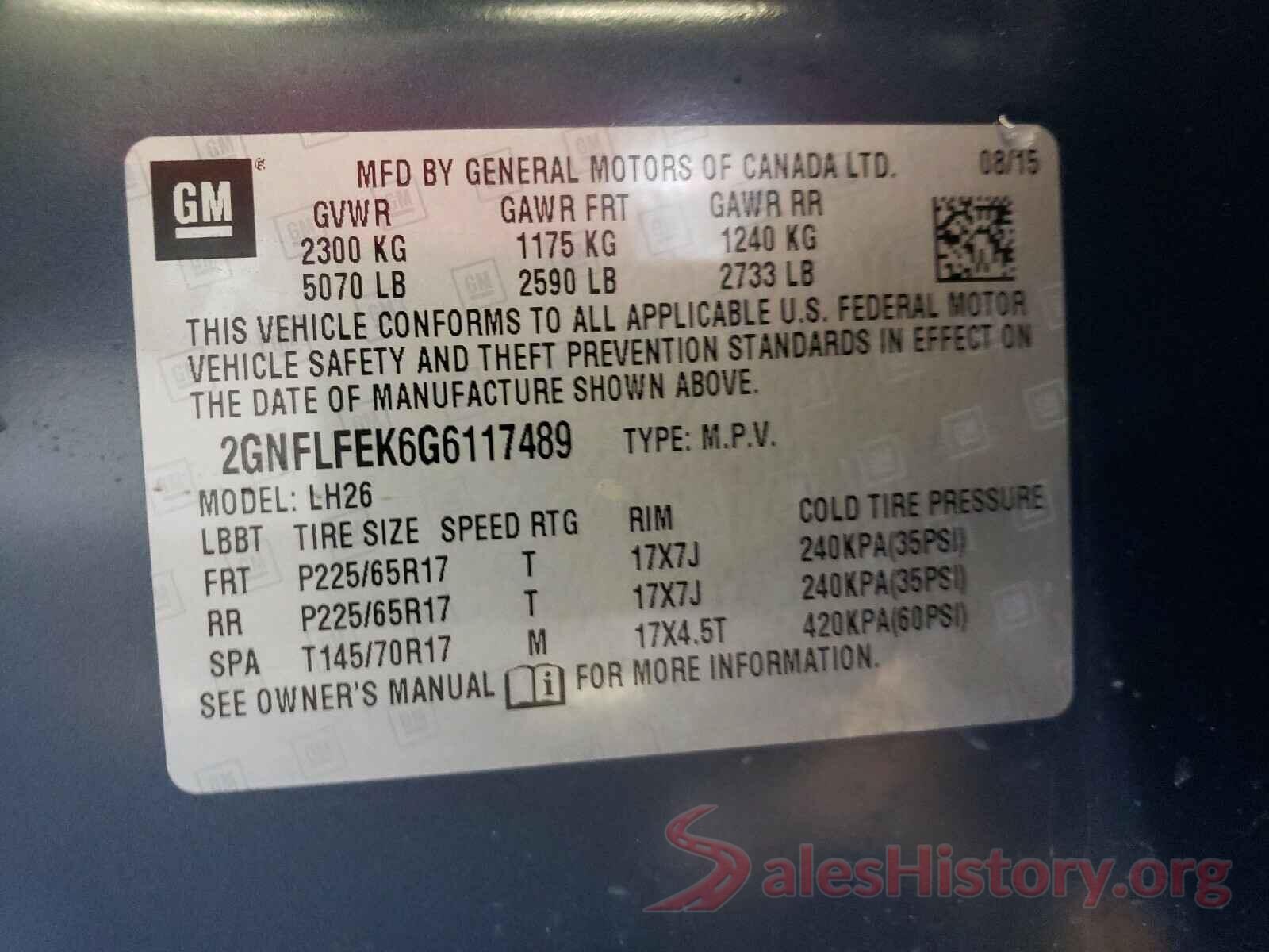 2GNFLFEK6G6117489 2016 CHEVROLET EQUINOX