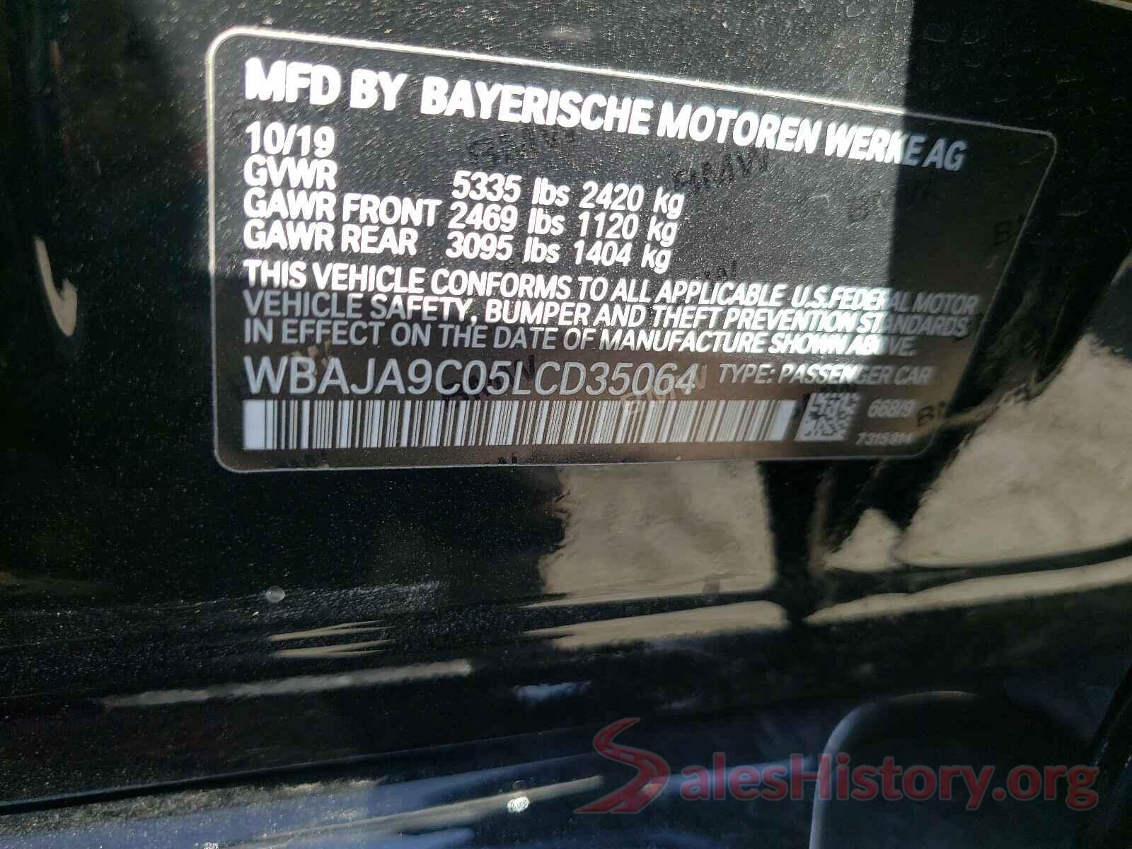 WBAJA9C05LCD35064 2020 BMW 5 SERIES