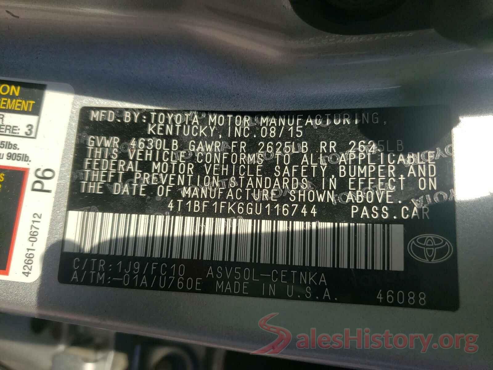 4T1BF1FK6GU116744 2016 TOYOTA CAMRY