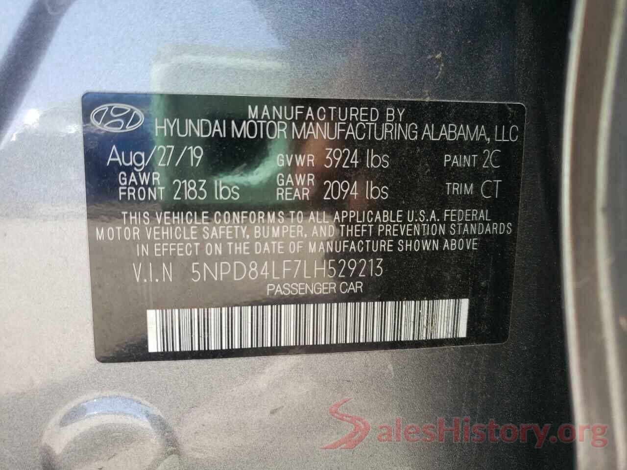 5NPD84LF7LH529213 2020 HYUNDAI ELANTRA