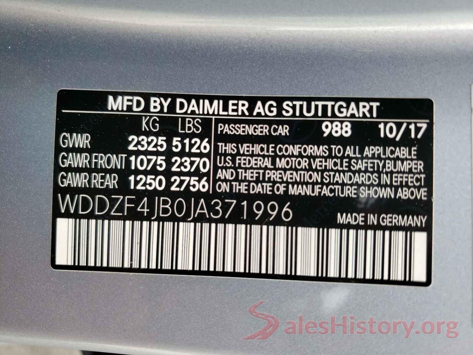 WDDZF4JB0JA371996 2018 MERCEDES-BENZ E CLASS