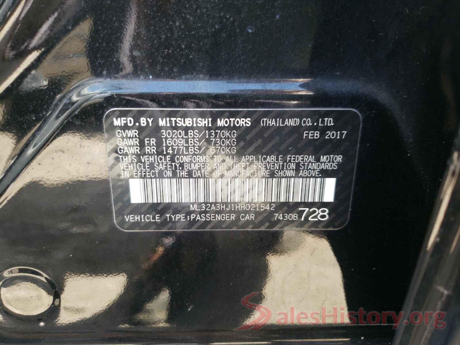 ML32A3HJ1HH021542 2017 MITSUBISHI MIRAGE