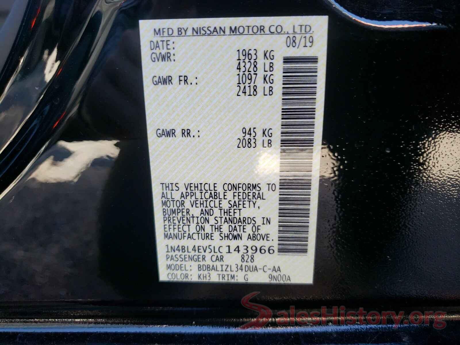 1N4BL4EV5LC143966 2020 NISSAN ALTIMA