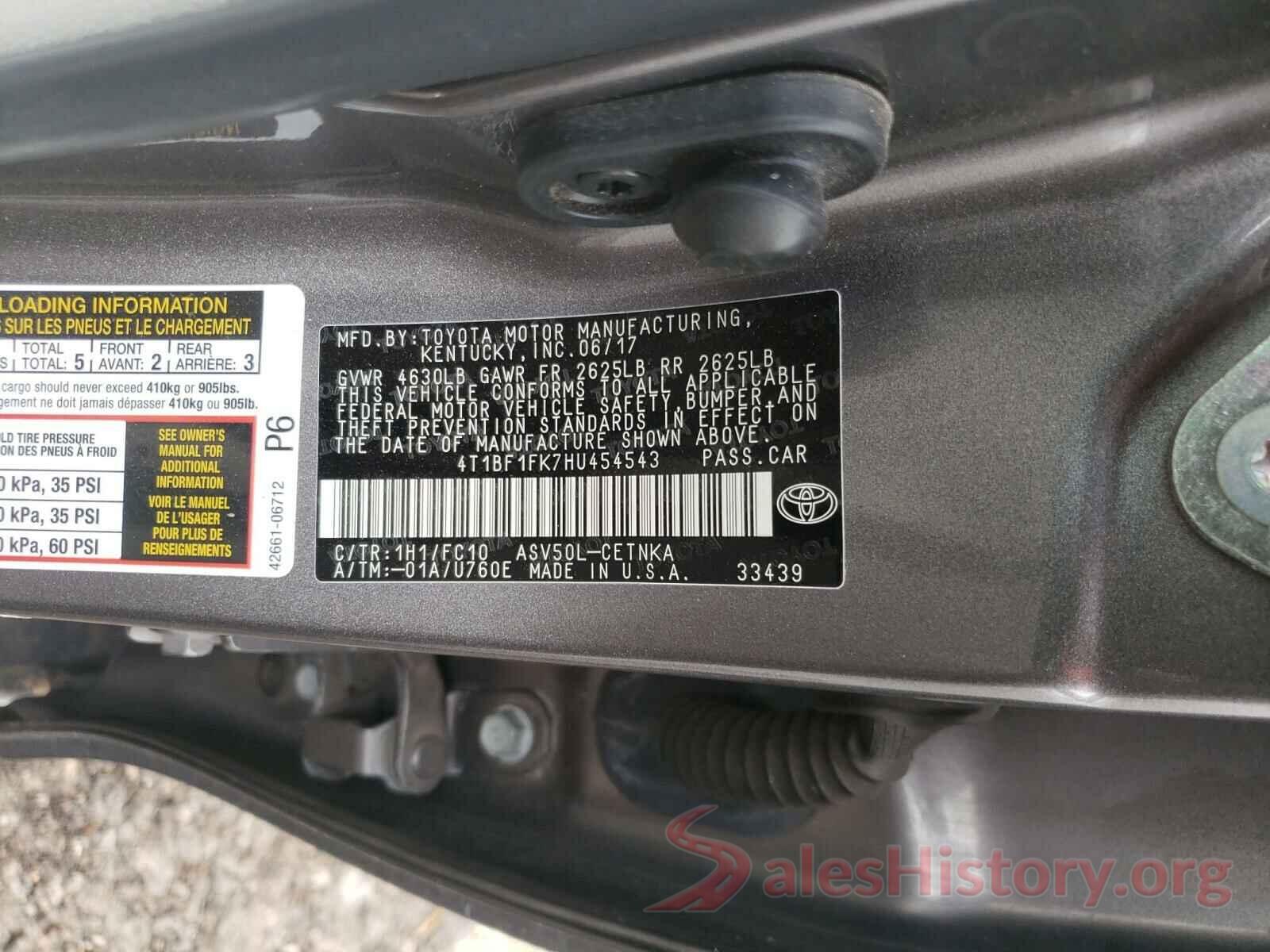 4T1BF1FK7HU454543 2017 TOYOTA CAMRY