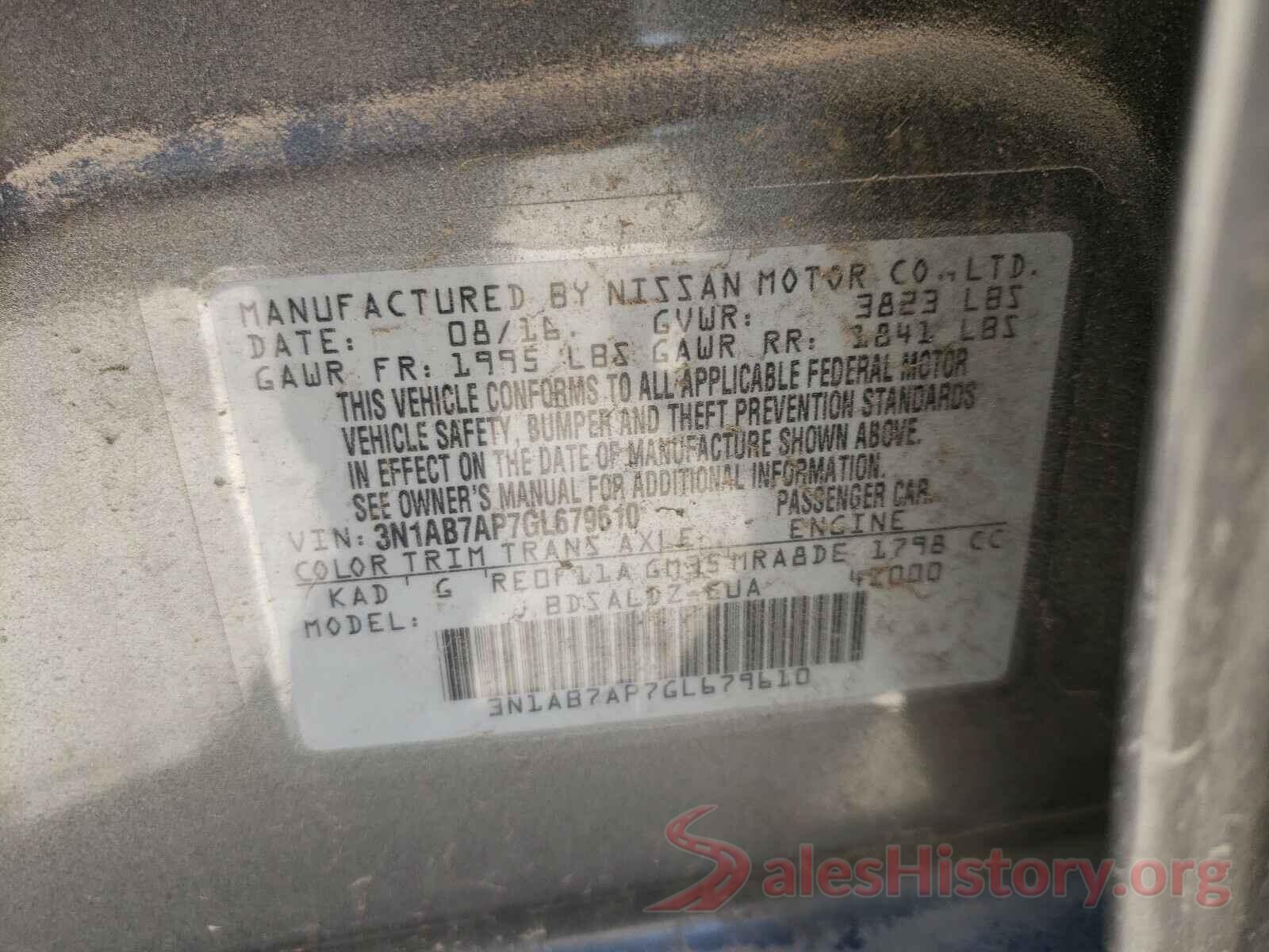 3N1AB7AP7GL679610 2016 NISSAN SENTRA