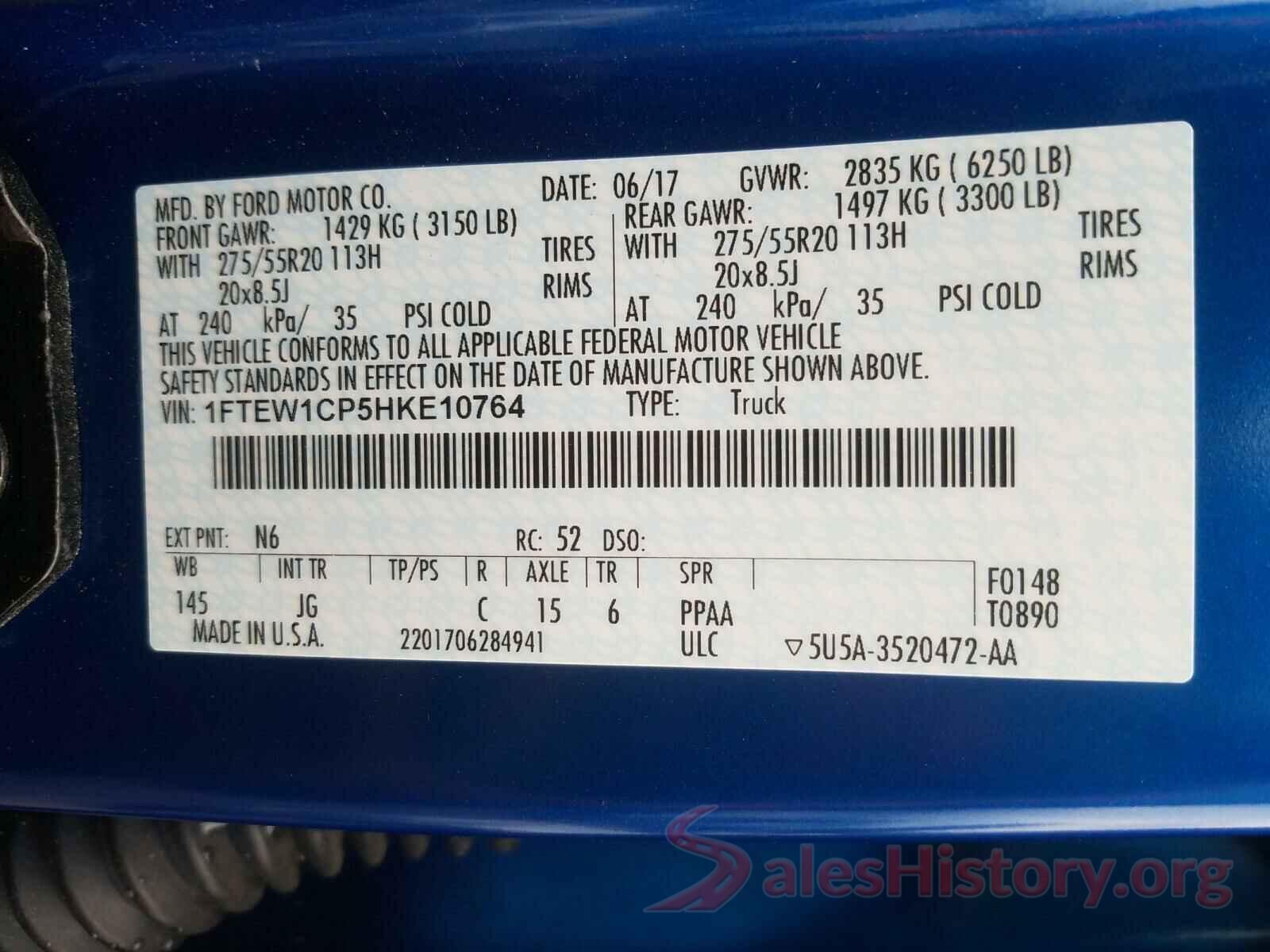 1FTEW1CP5HKE10764 2017 FORD F150