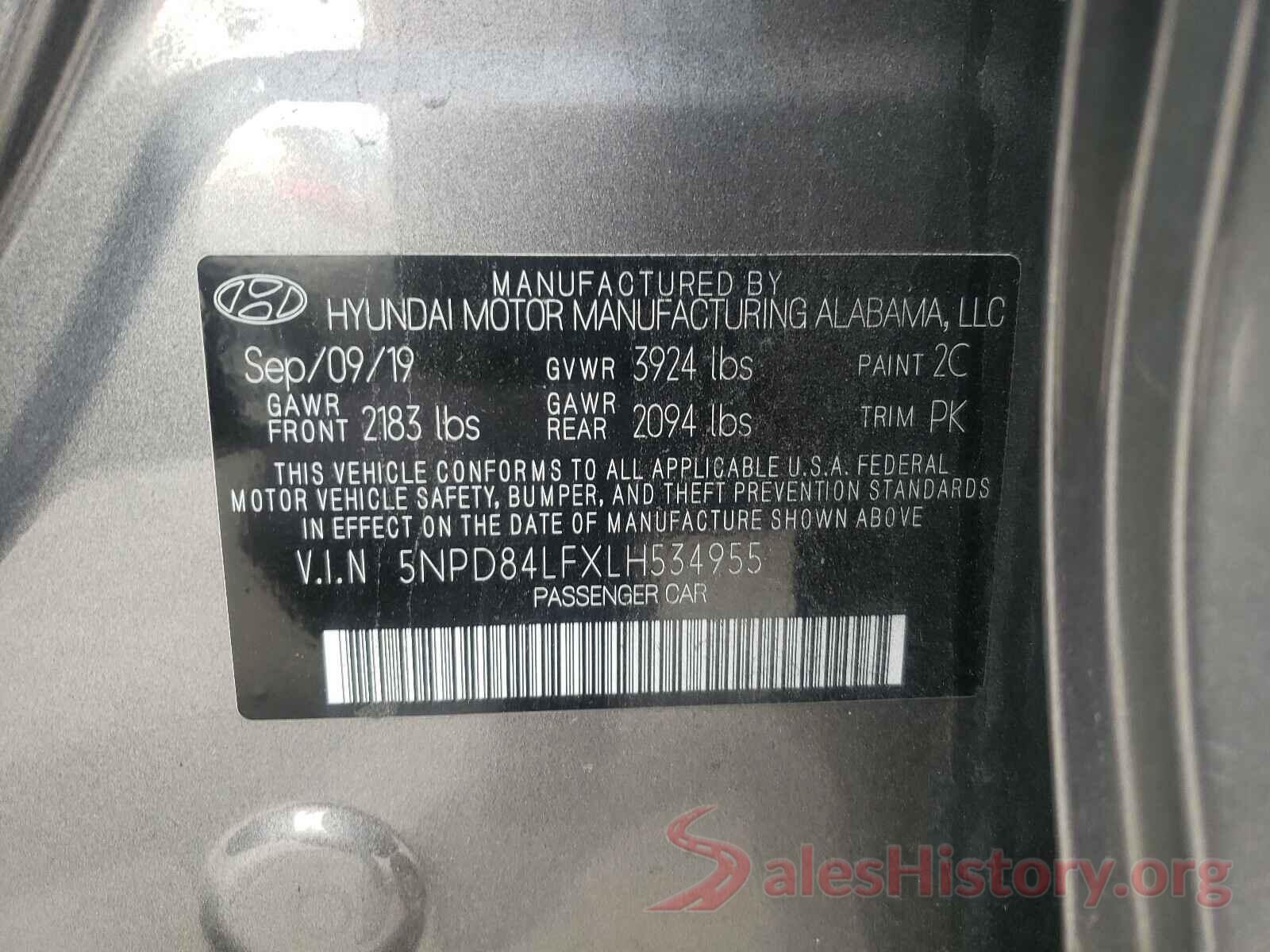 5NPD84LFXLH534955 2020 HYUNDAI ELANTRA