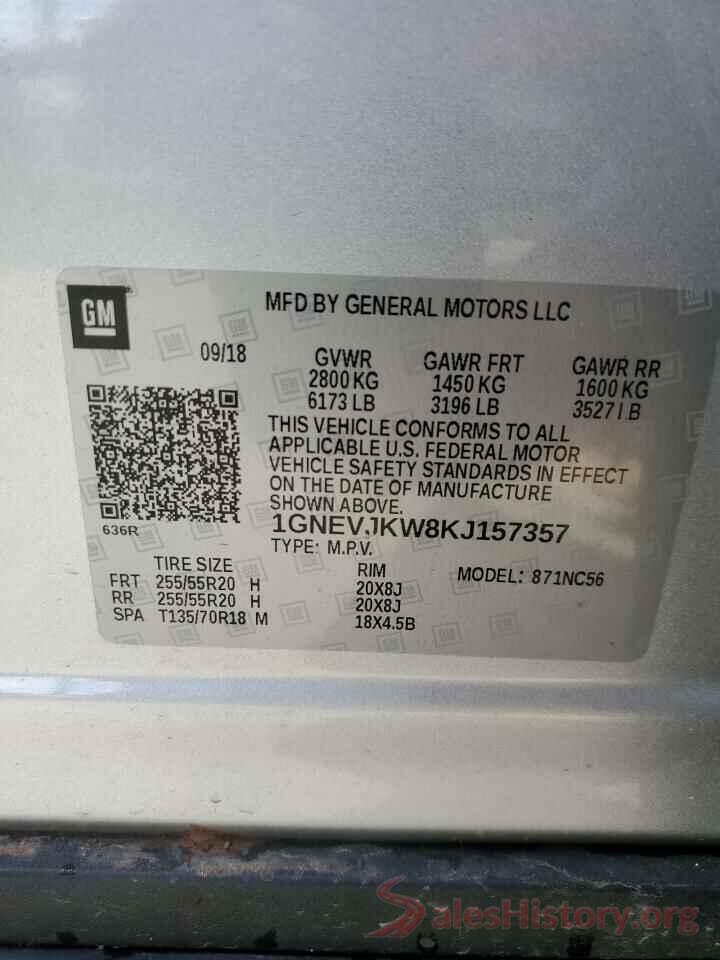 1GNEVJKW8KJ157357 2019 CHEVROLET TRAVERSE