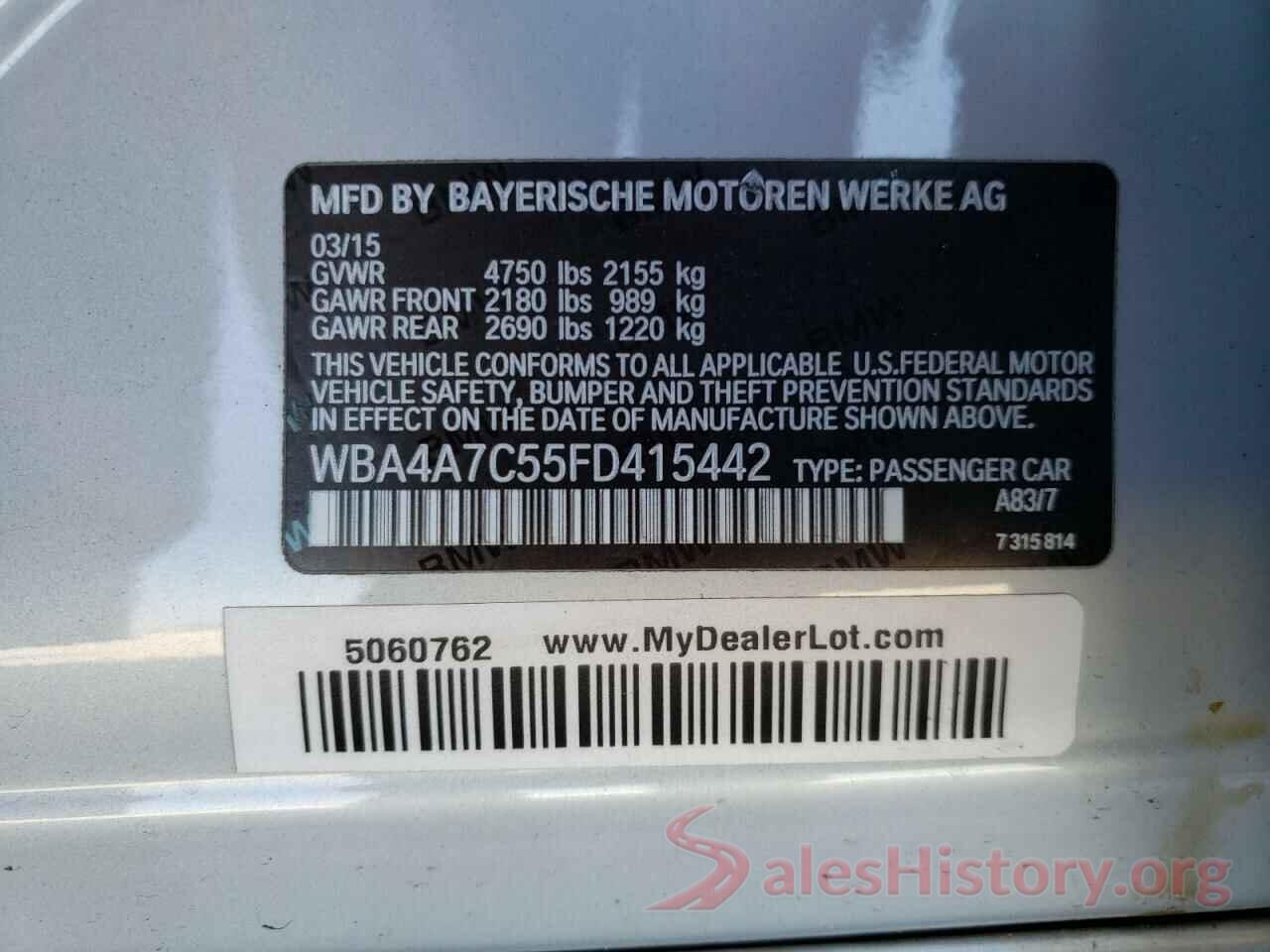 WBA4A7C55FD415442 2015 BMW 4 SERIES