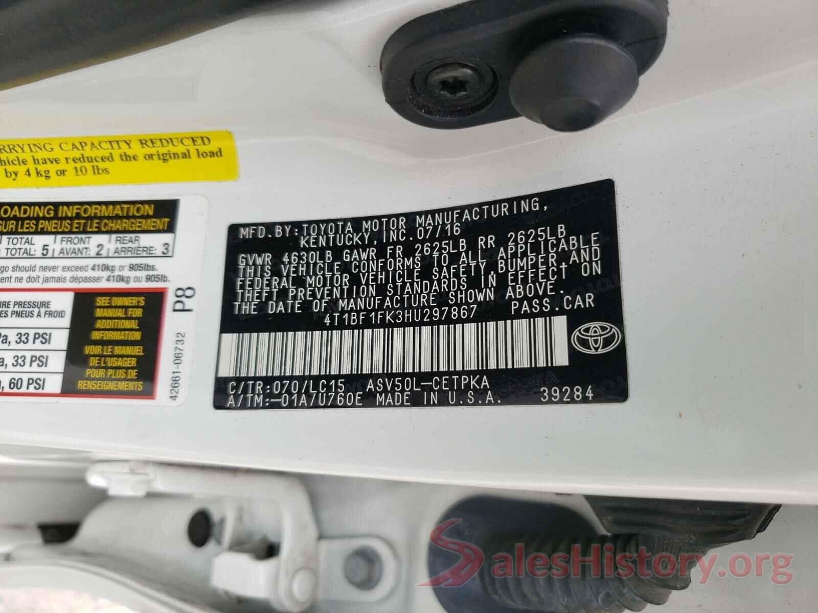 4T1BF1FK3HU297867 2017 TOYOTA CAMRY