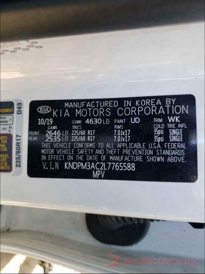 KNDPM3AC2L7765588 2020 KIA SPORTAGE