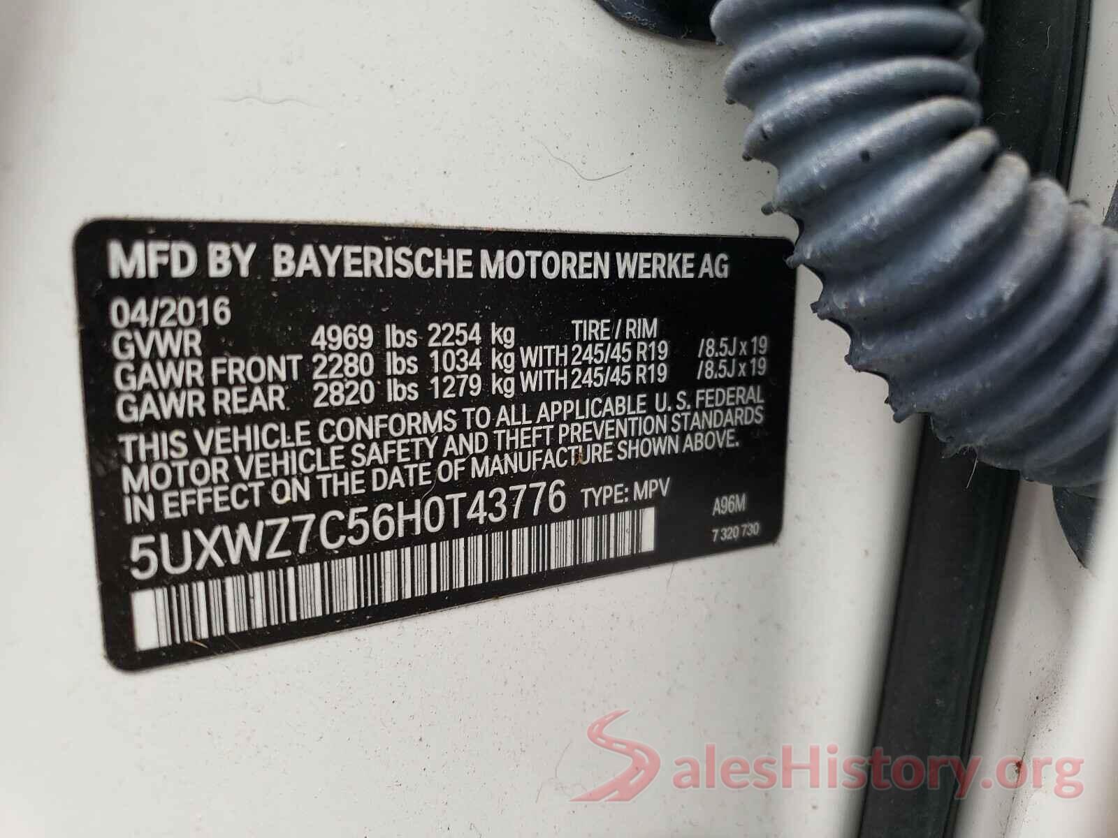 5UXWZ7C56H0T43776 2017 BMW X3