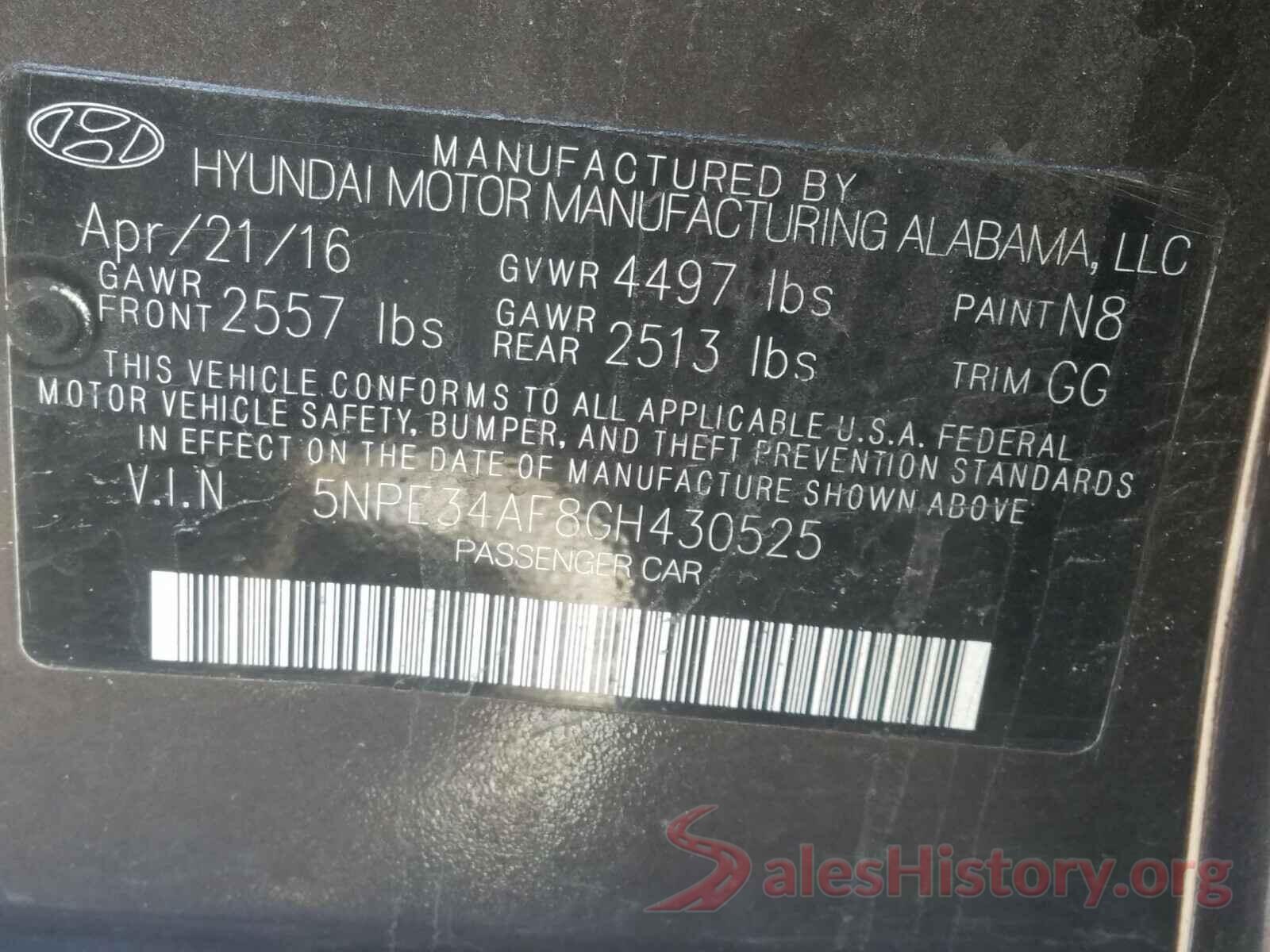 5NPE34AF8GH430525 2016 HYUNDAI SONATA