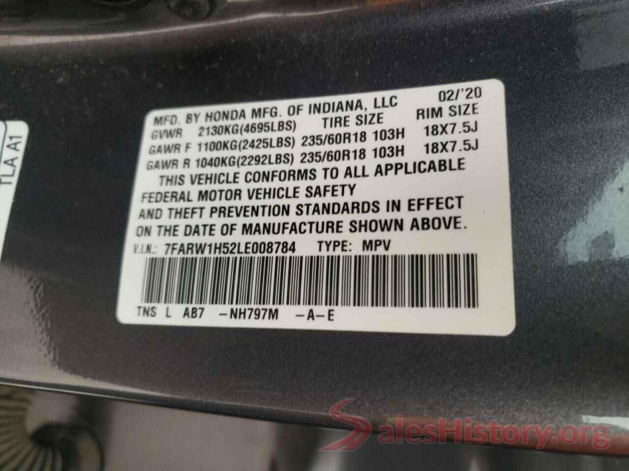 7FARW1H52LE008784 2020 HONDA CRV