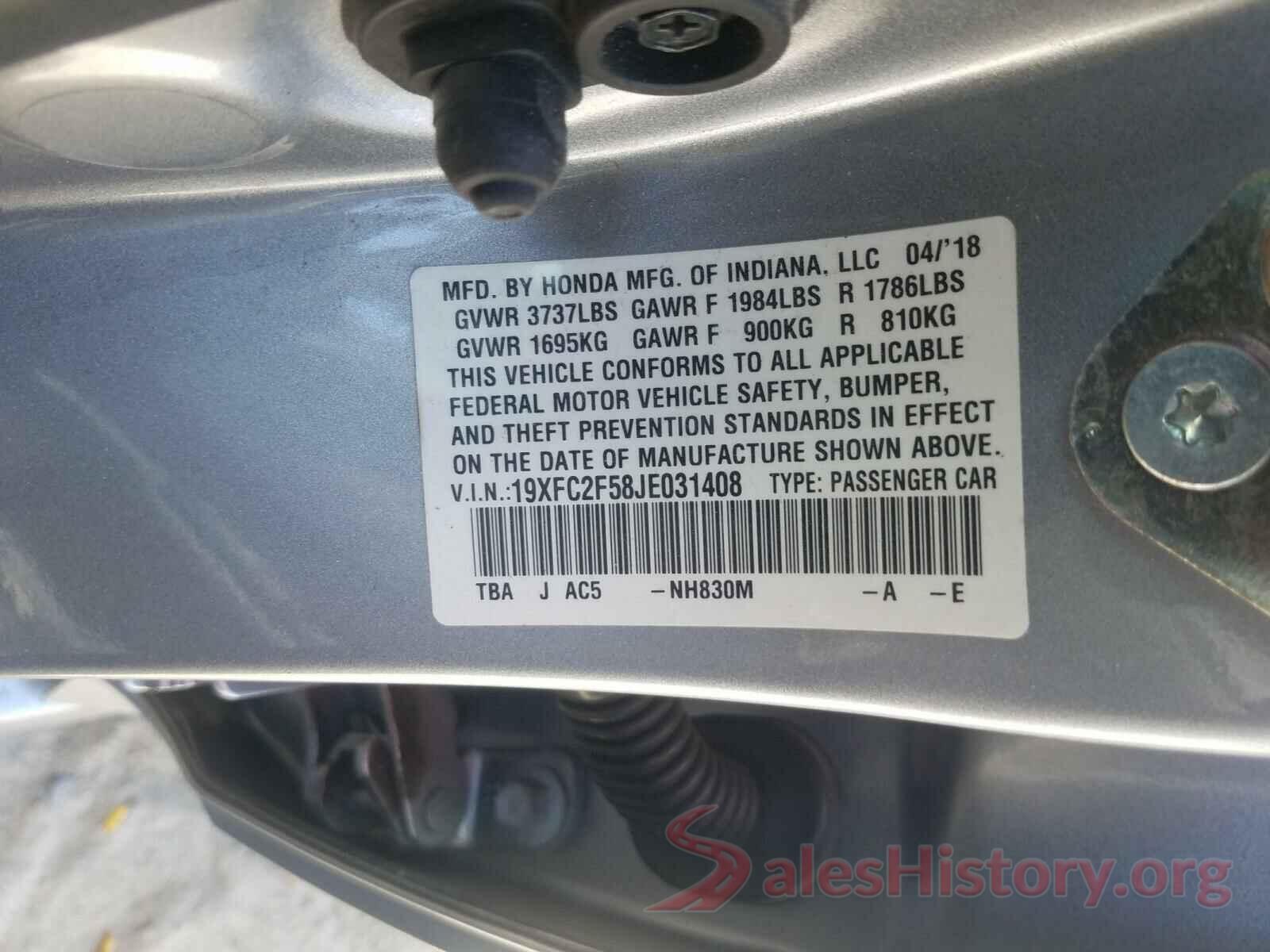 19XFC2F58JE031408 2018 HONDA CIVIC