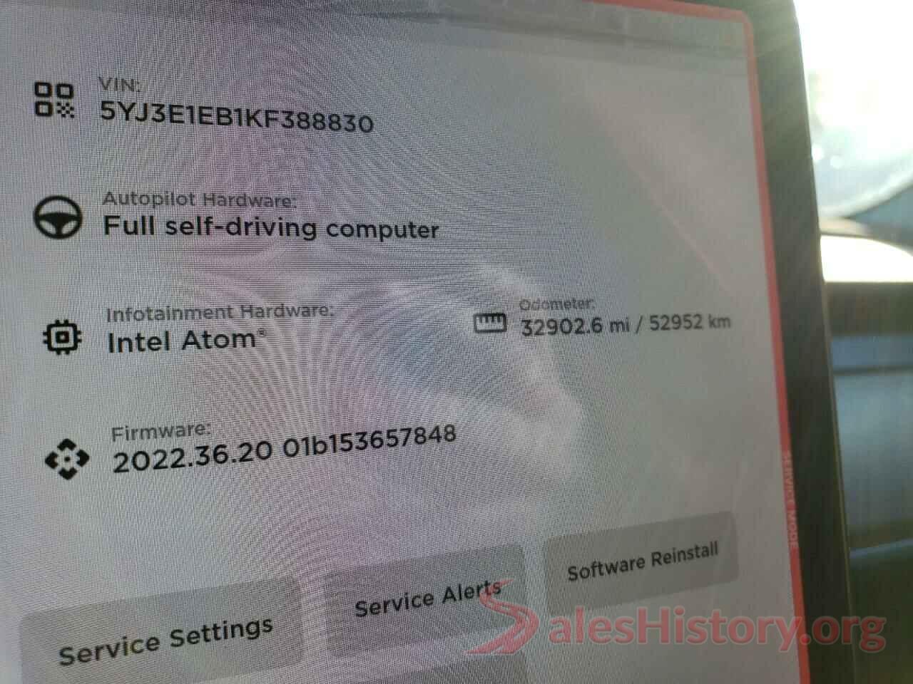 5YJ3E1EB1KF388830 2019 TESLA MODEL 3