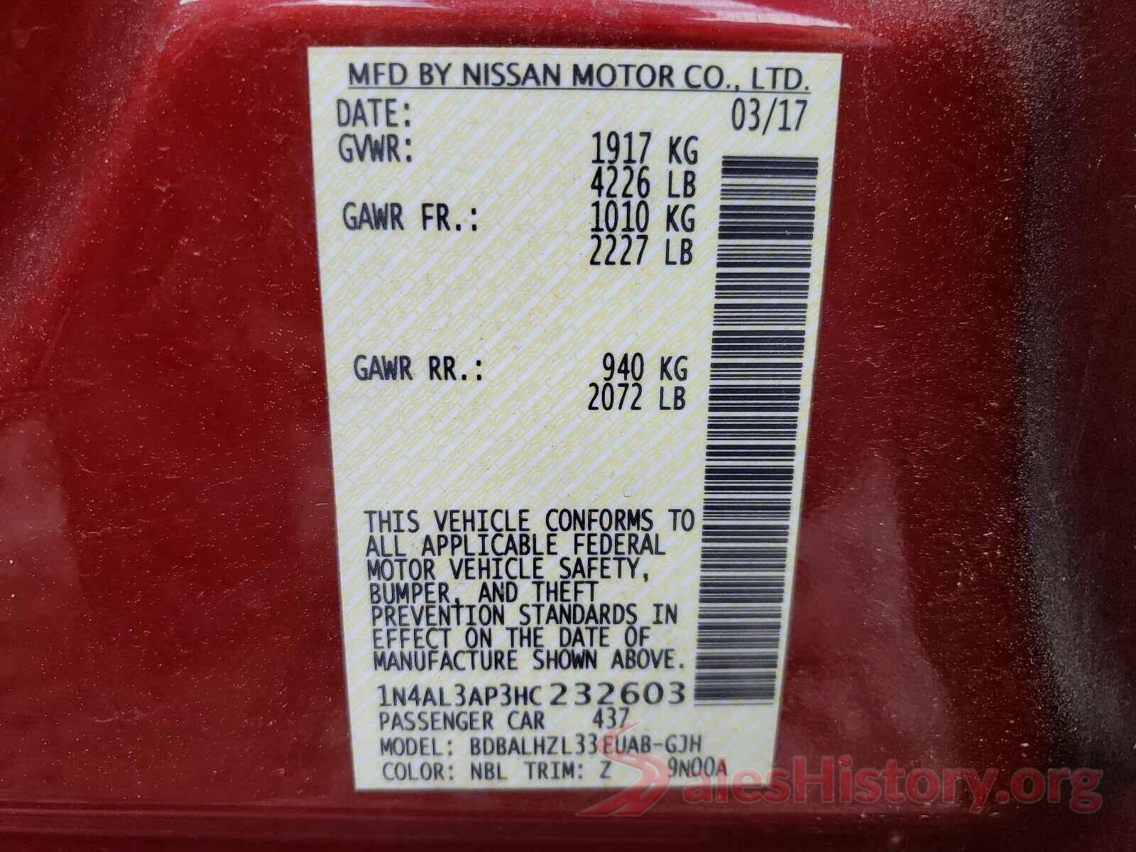 1N4AL3AP3HC232603 2017 NISSAN ALTIMA