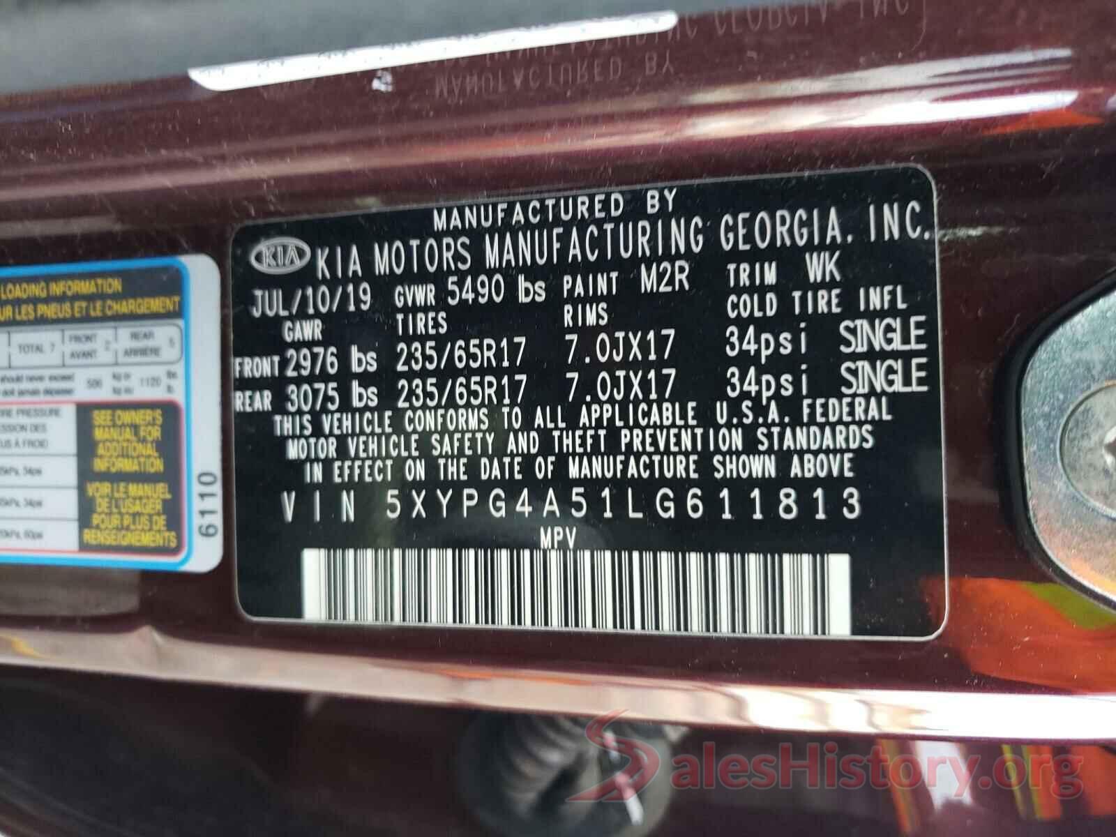 5XYPG4A51LG611813 2020 KIA SORENTO