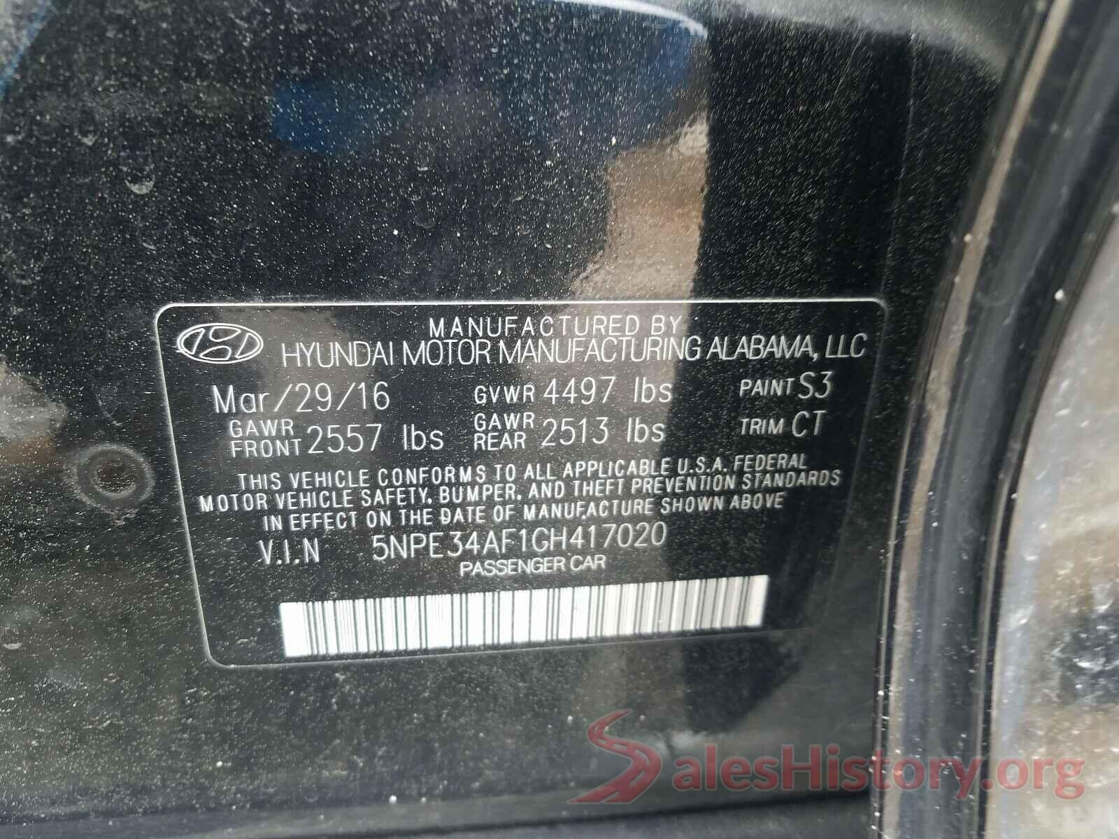 5NPE34AF1GH417020 2016 HYUNDAI SONATA