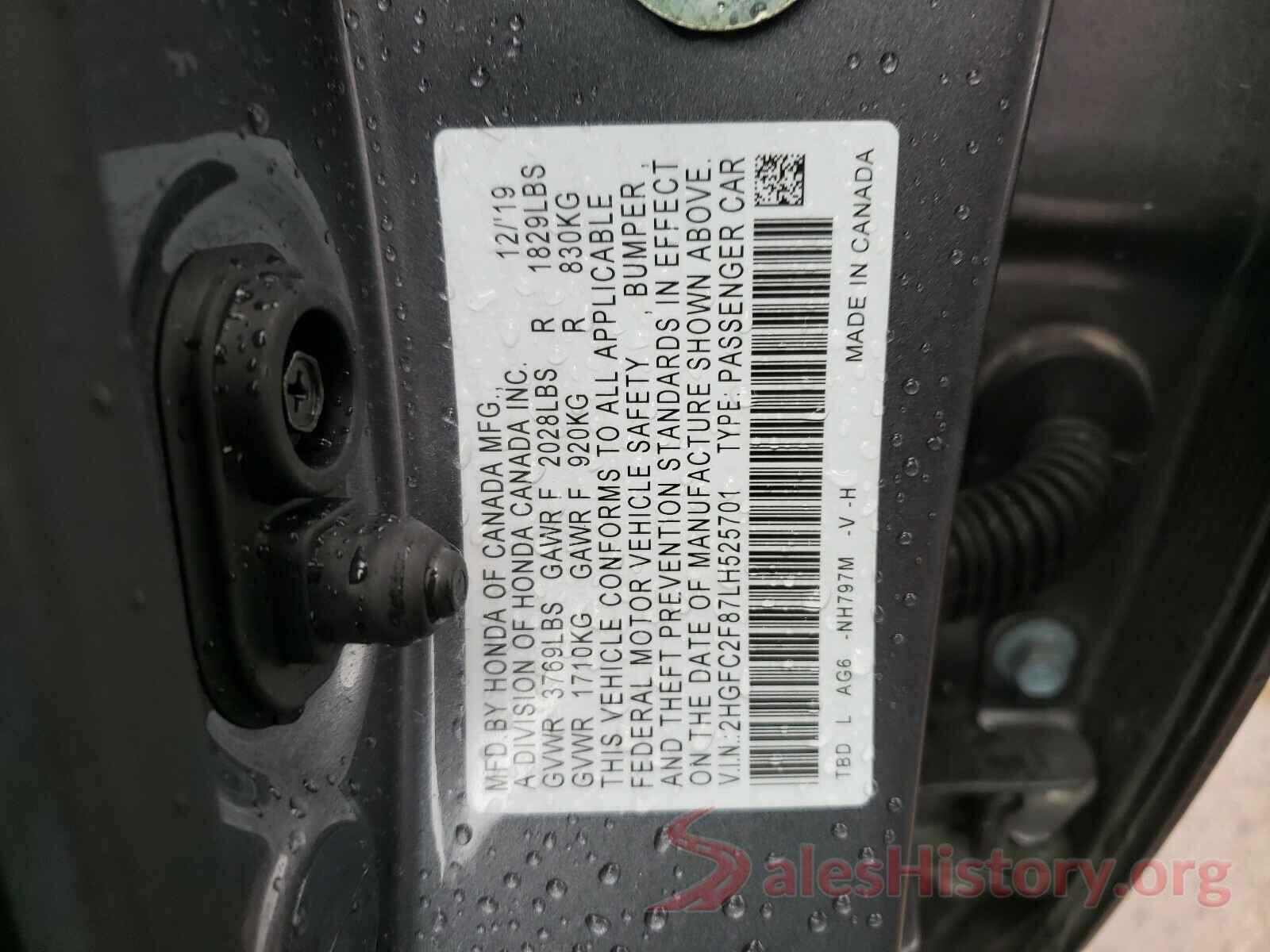 2HGFC2F87LH525701 2020 HONDA CIVIC